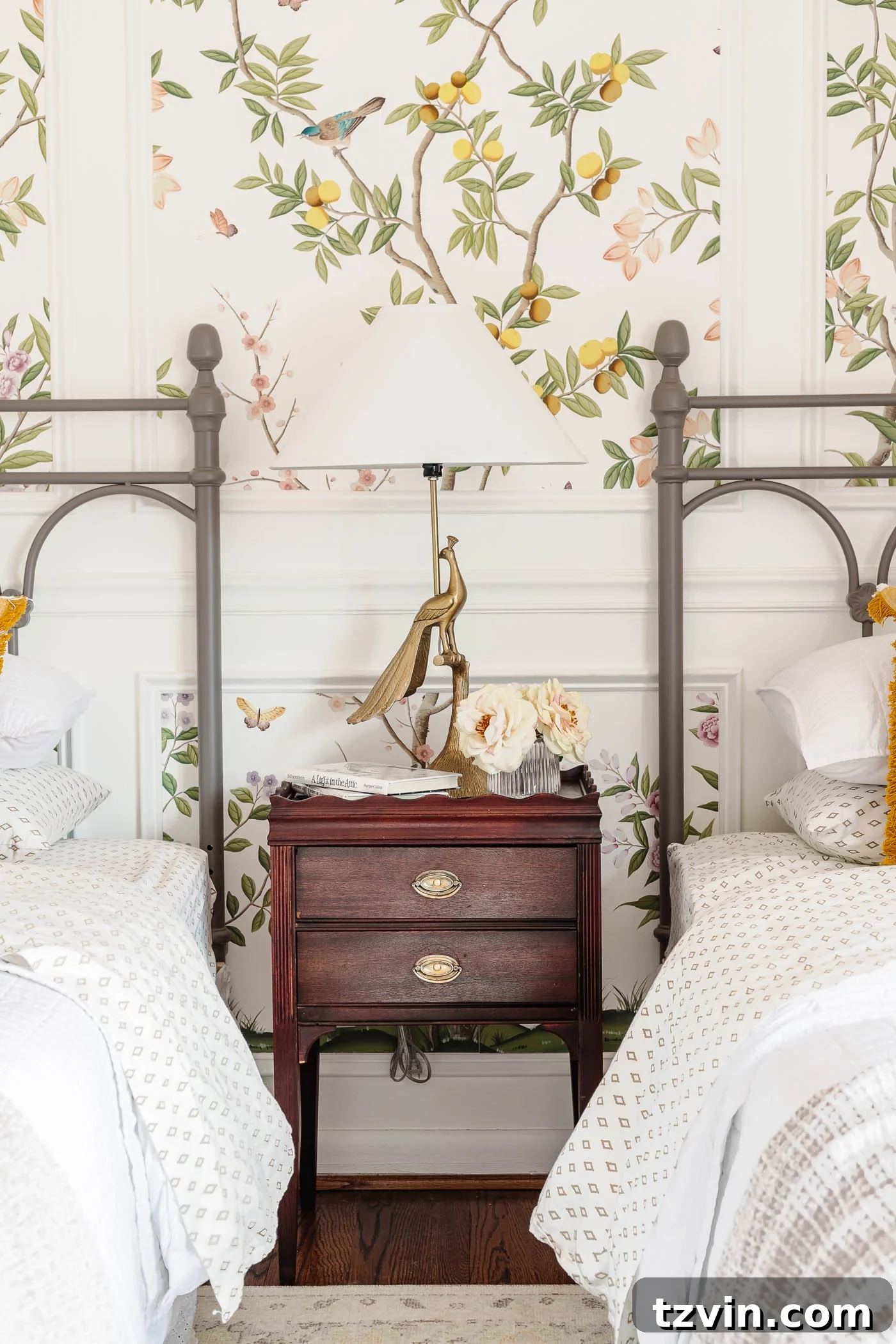 clean wood furniture in a little girl bedroom