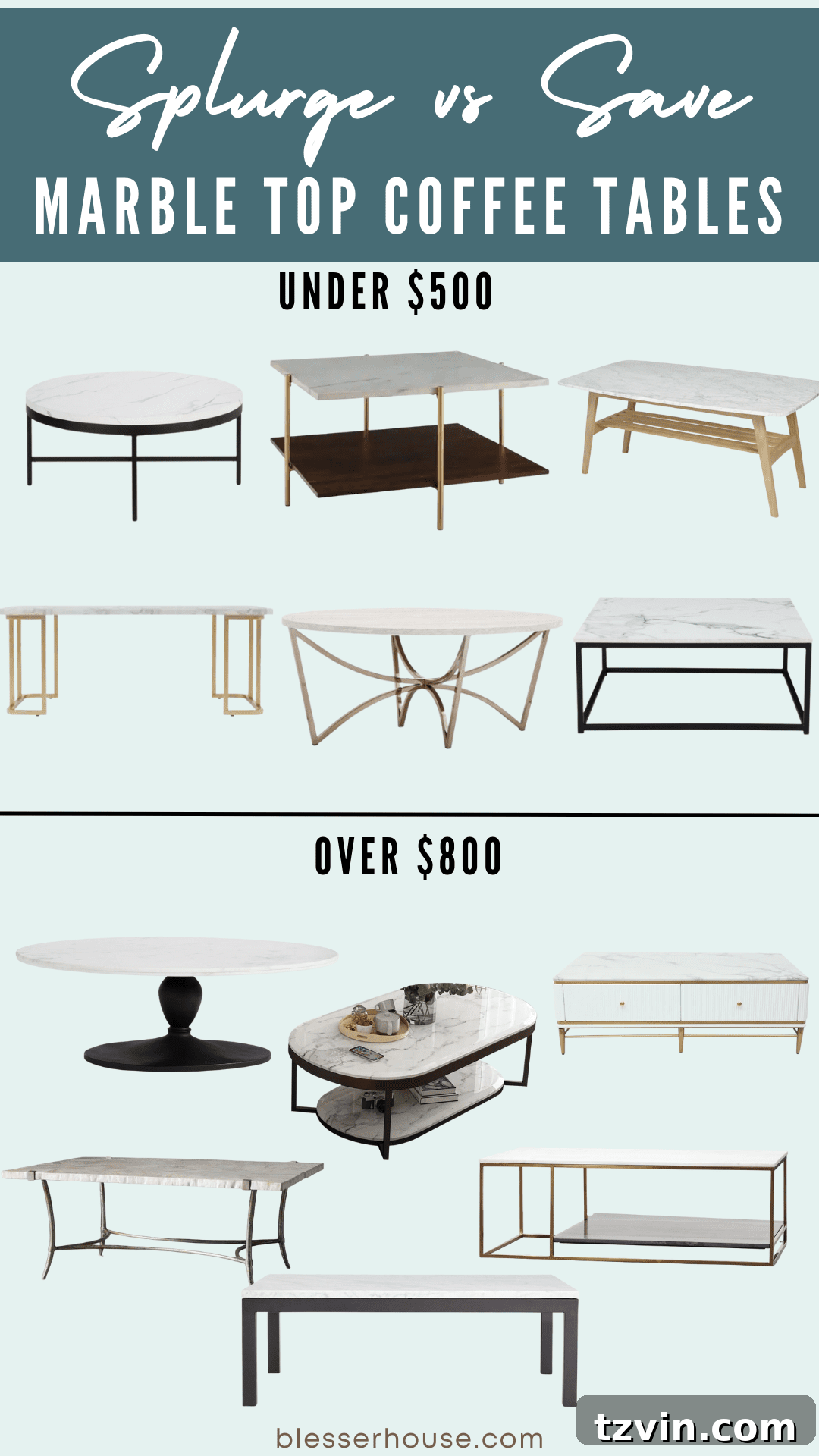 marble top coffee tables splurge vs save
