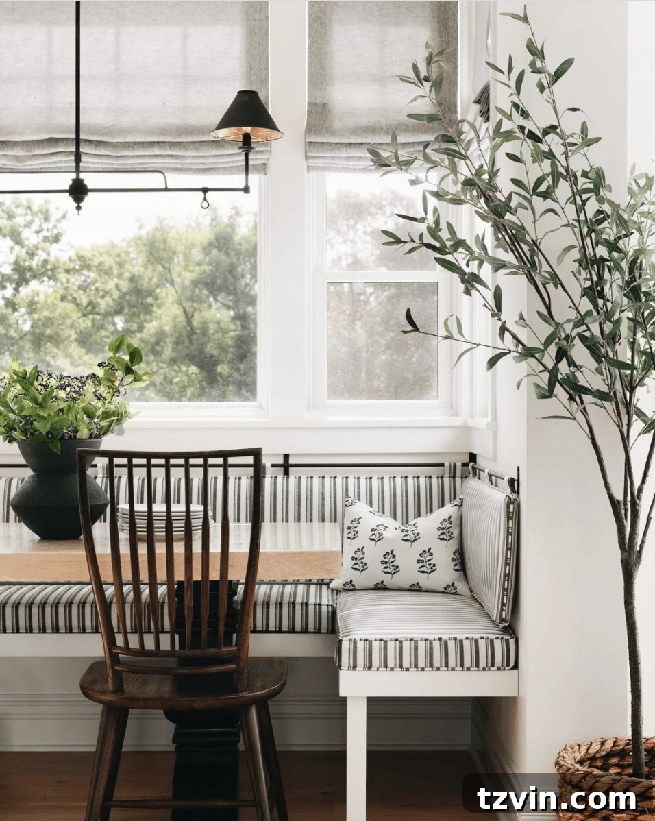 DIY breakfast nook bench back with mounted bar and cushions for a custom look