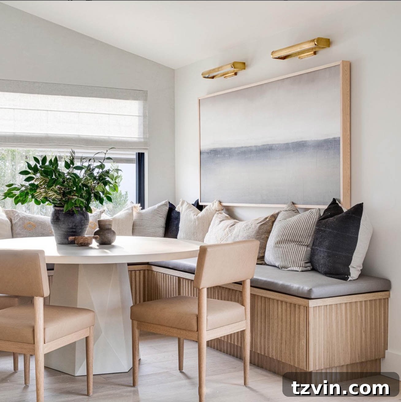 Breakfast nook benches with elegant fluting detail for a custom look