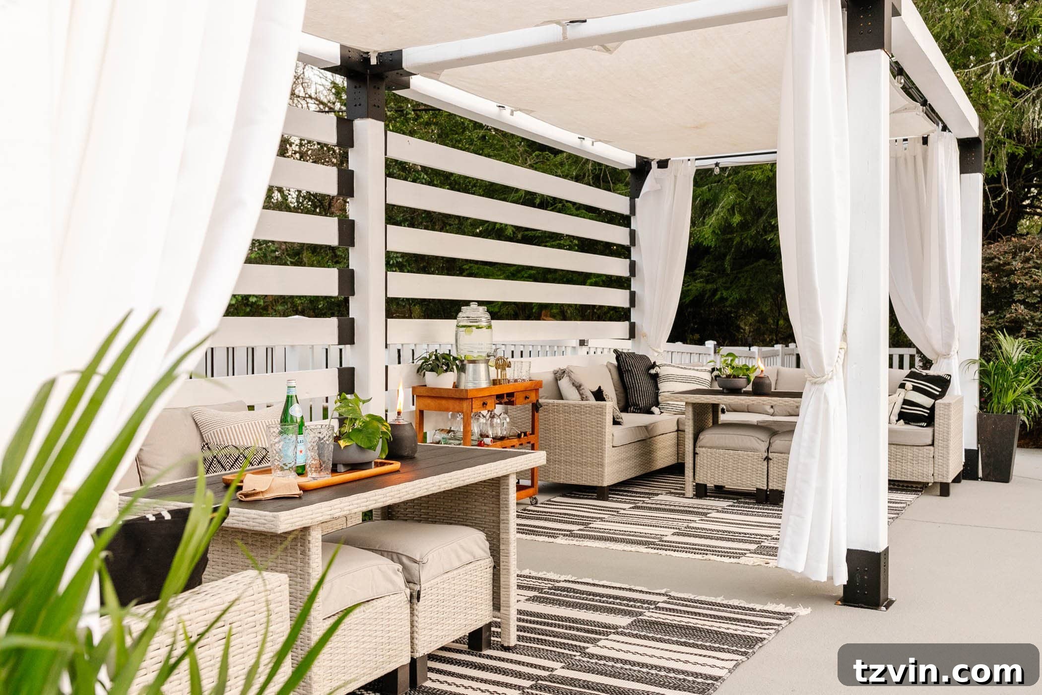 Spacious Better Homes and Gardens sectional for outdoor lounging and dining in a vibrant backyard pool setting