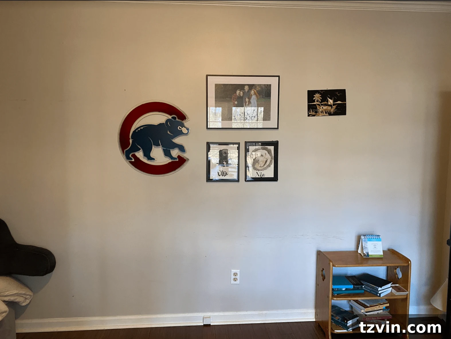Designing the Future: Our Next Project's Workspace Mood Board 6 Before photo of an empty wall in a home office, ripe for a new furniture addition.