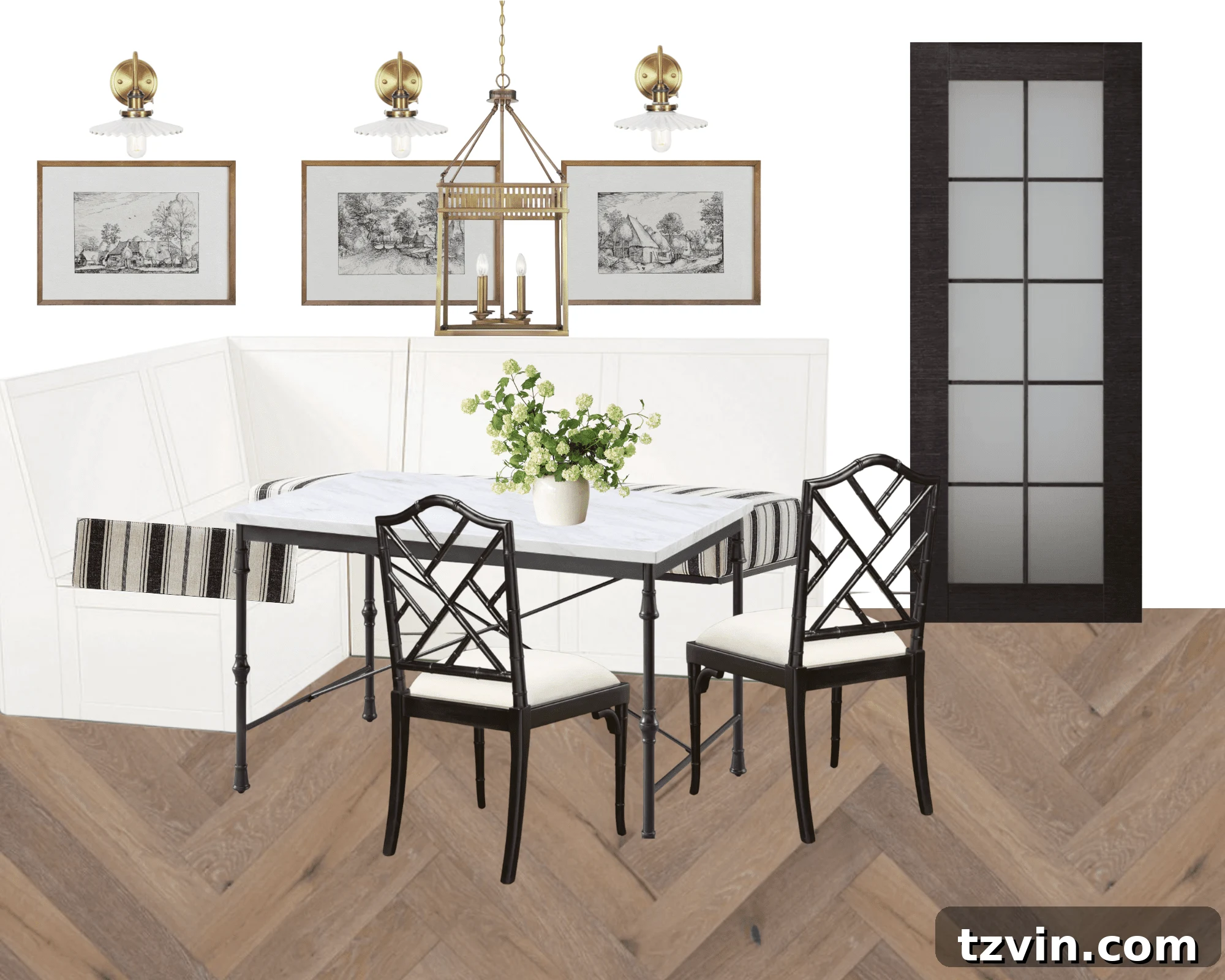 Breakfast Nook Redesign: Layout Progress 9 breakfast nook banquette white - modern Parisian style