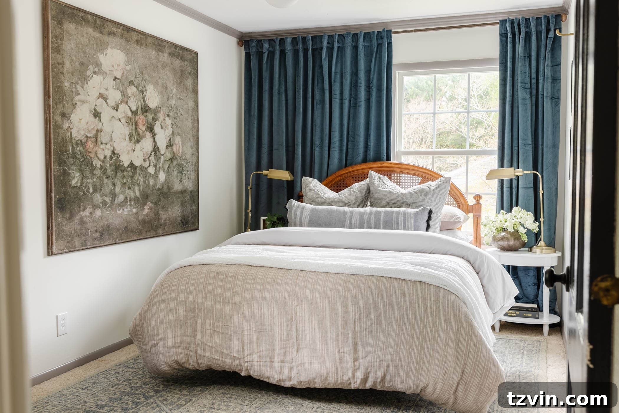 how to redecorate your room in under an hour using curtains, a rug, and bedding