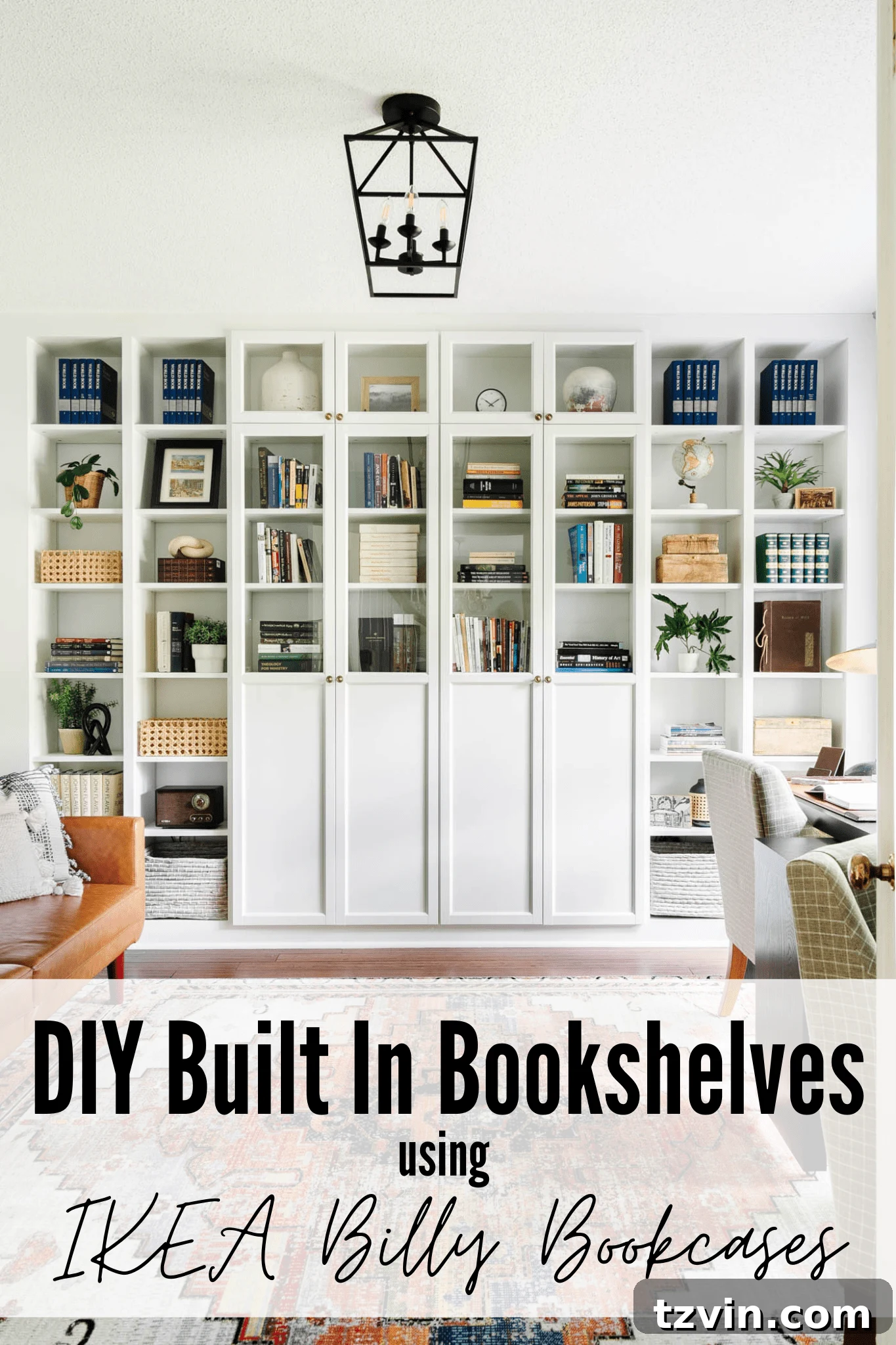 DIY Built-In Bookshelves using IKEA Billy Bookcase Hack