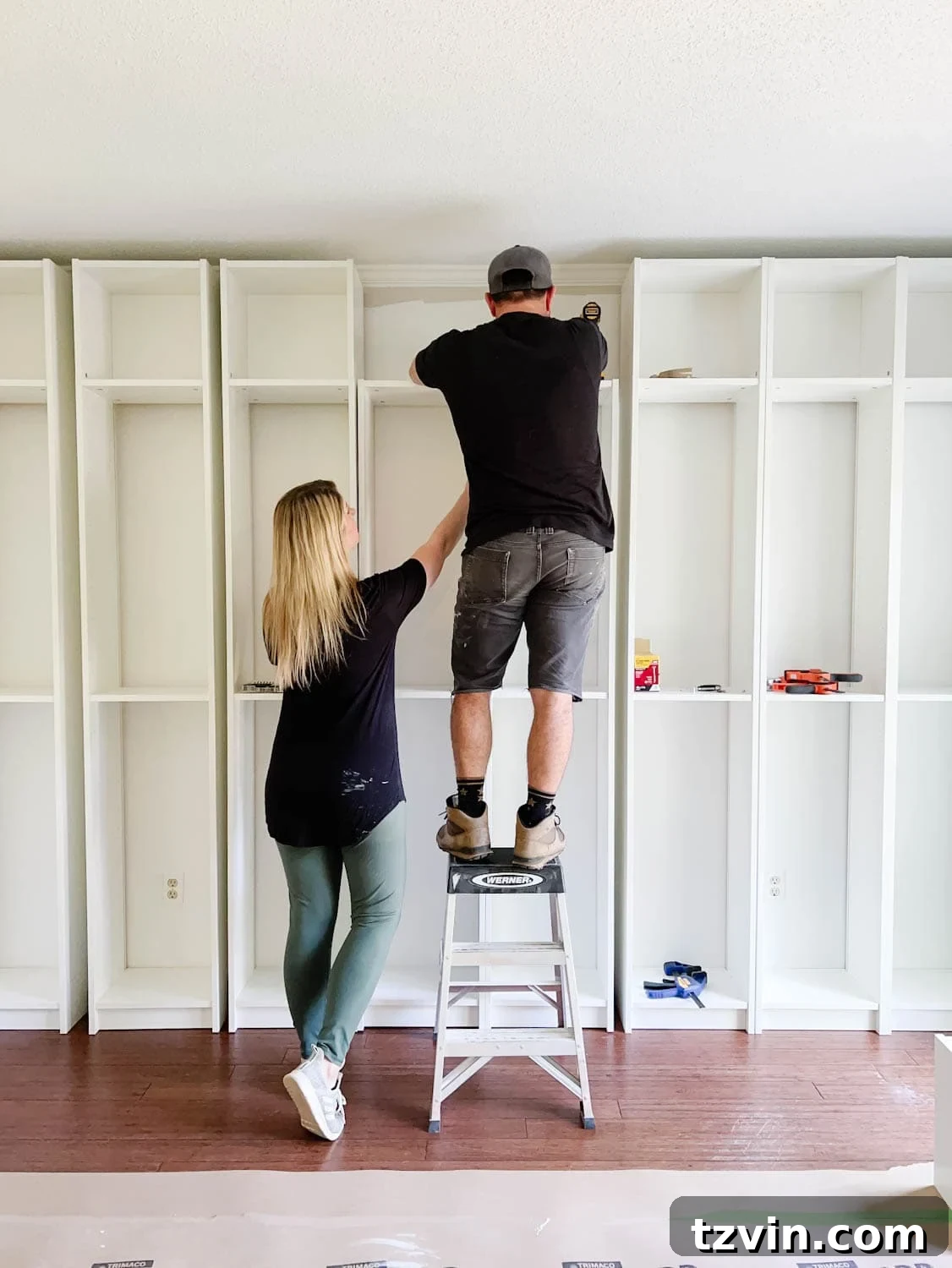 Building Custom Bookshelves with IKEA Billy Bookcase Hacks 3 assembling IKEA Billy bookcases