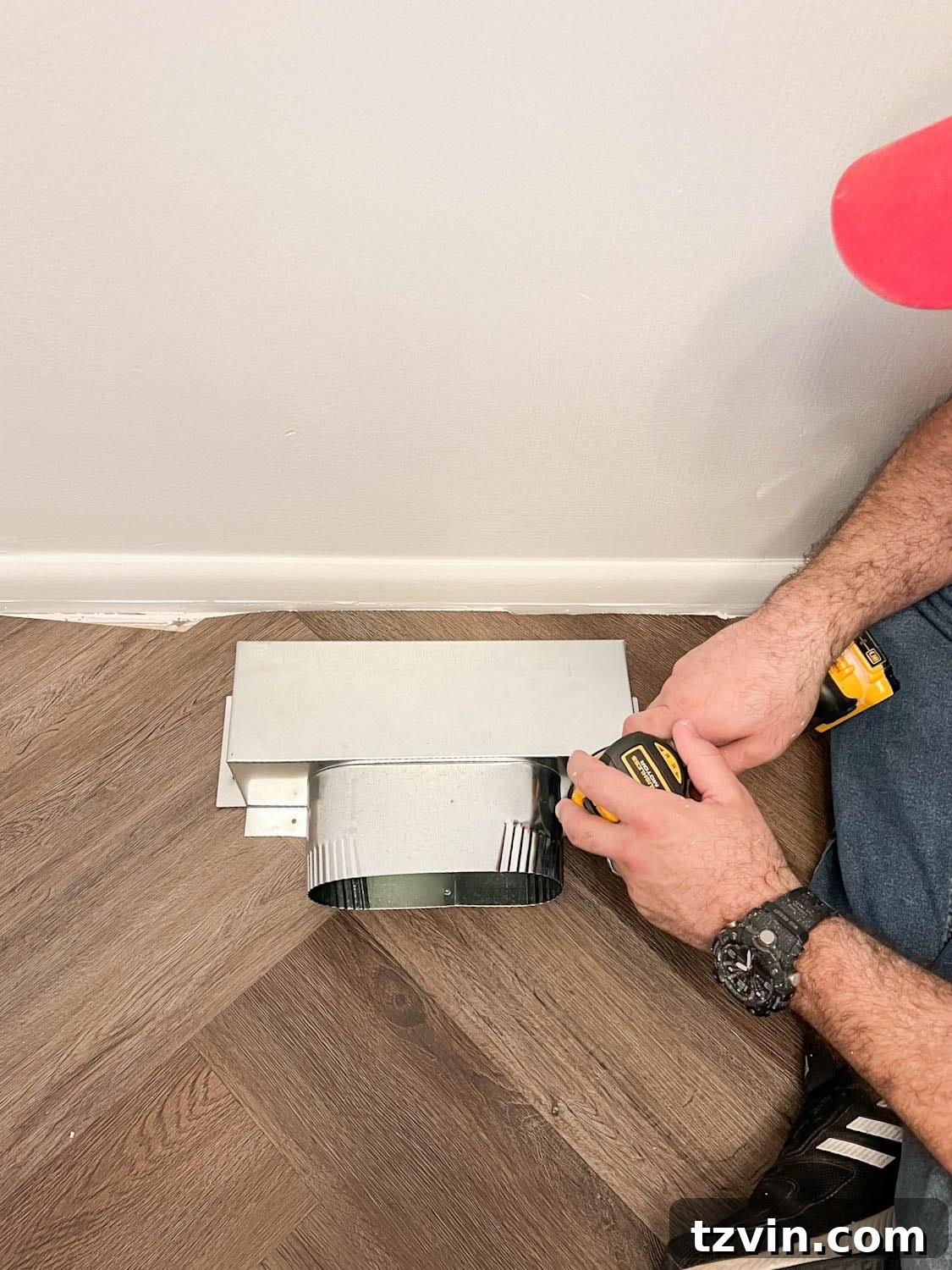 attaching a Toe Ductor box for an air vent redirect under built-in