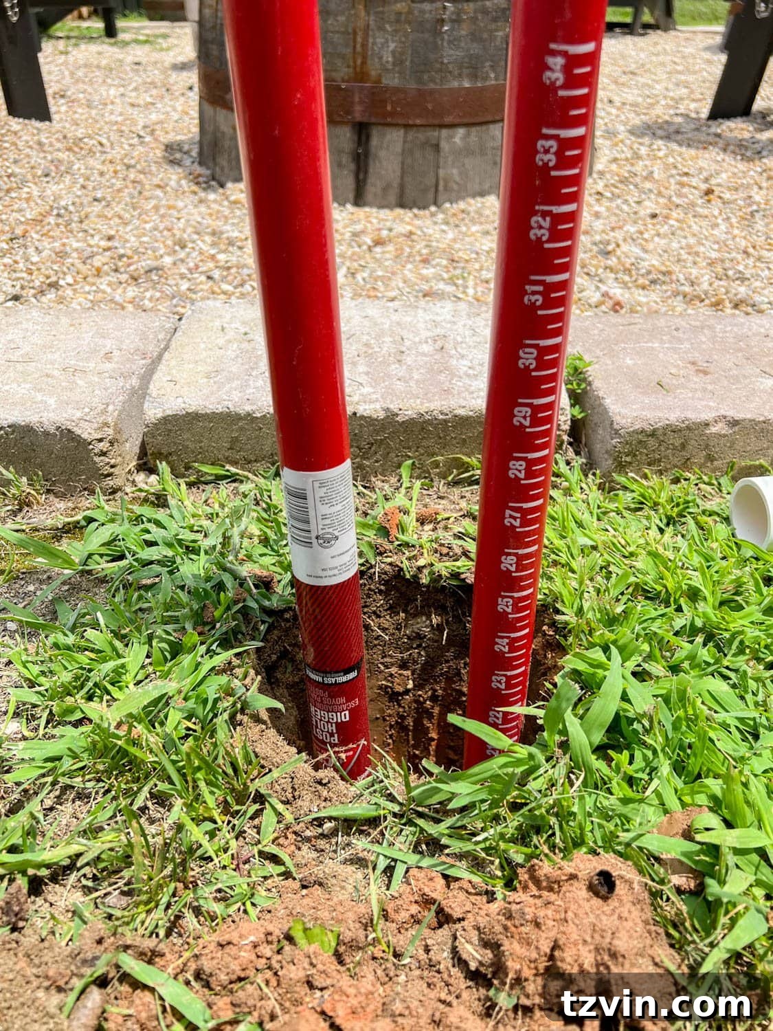 Creative String Light Solutions for Every Backyard Corner 15 a post hole digger in a hole 2 feet deep