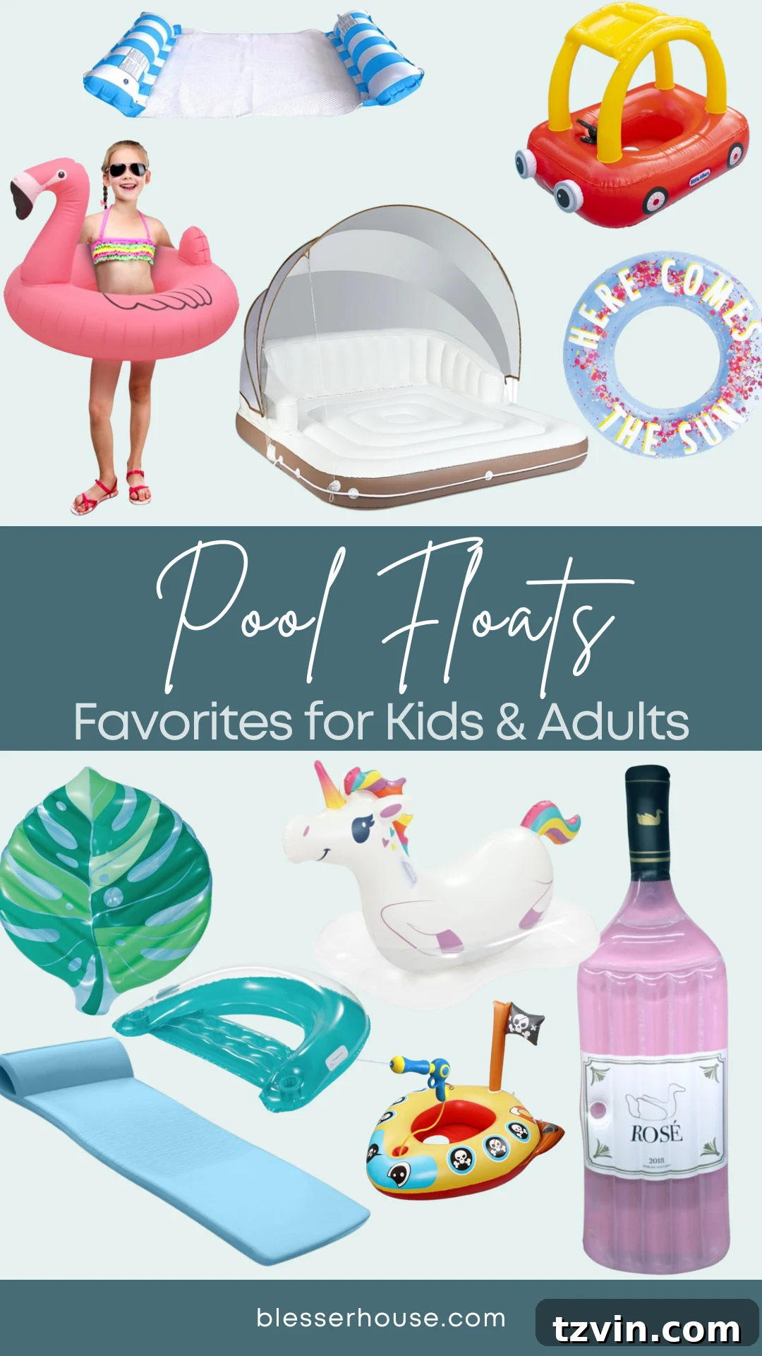 collage of the best pool floats for adults and kids