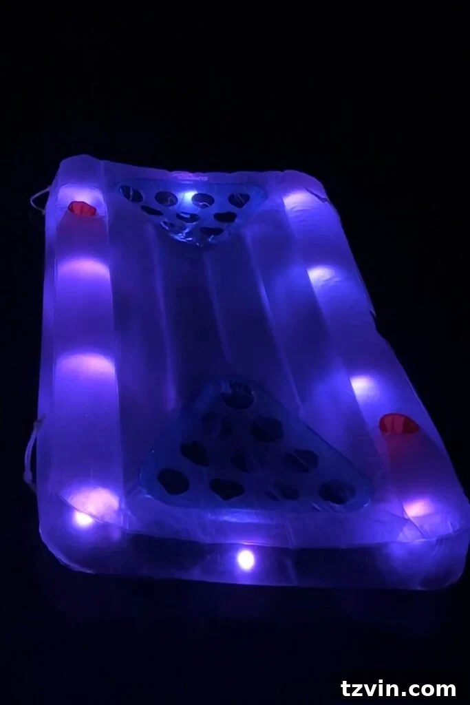 light up beer pong pool float glowing in the dark in water