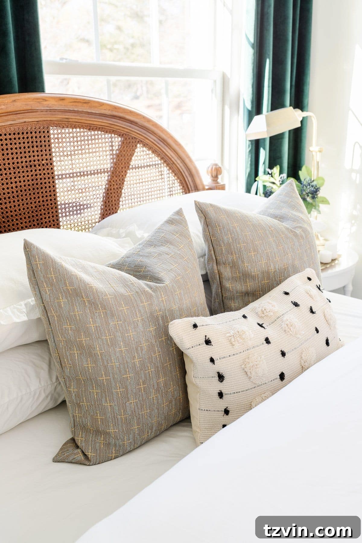 Seasonal Pillows: Beyond Autumn 3 Khaki and cream pillows on a bed
