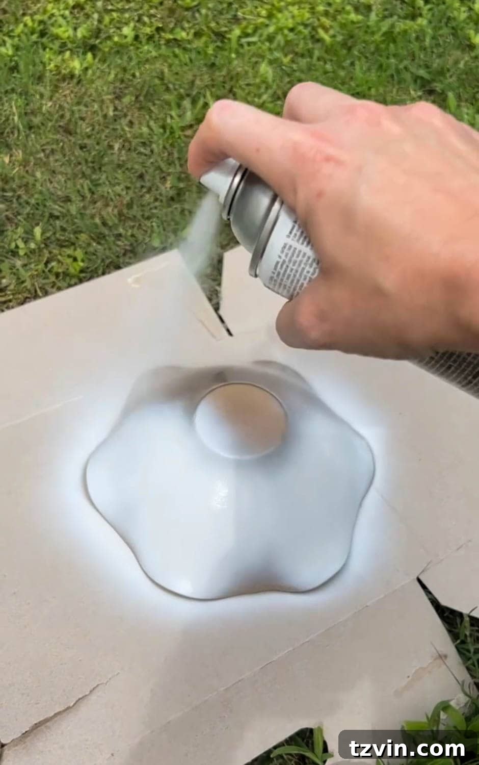 Thrift Flip: Scalloped Bowl Makeover with White Paint 3 painting a scalloped bowl with white spray paint