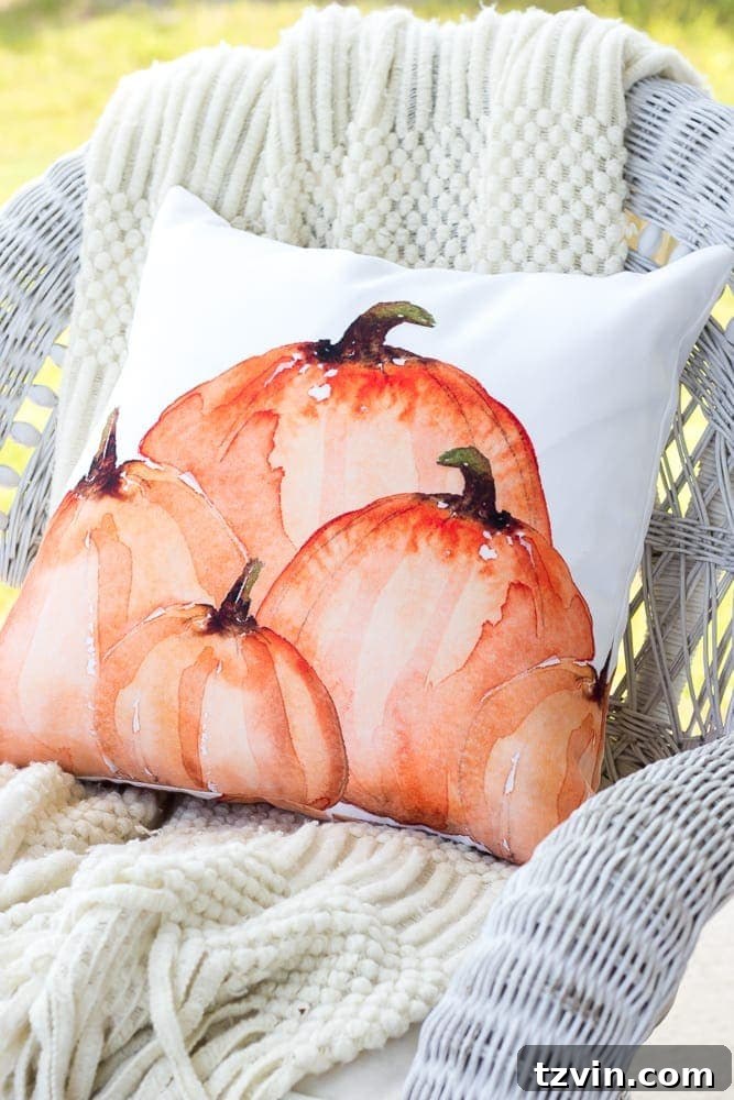 Effortless Autumn Living Room Decor for Less 11 Fall pillow with pumpkins on a porch