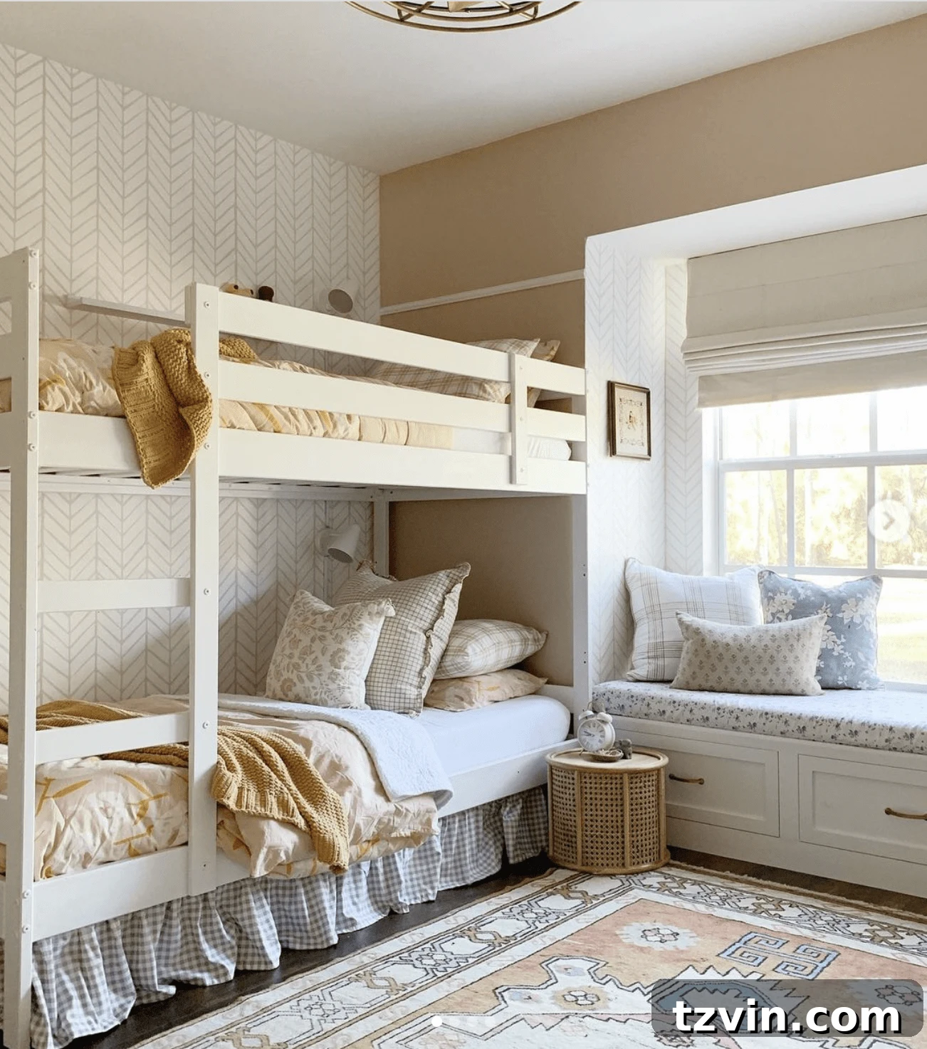 Ingenious Bunk Bed Designs for Compact Living 11 blush pink shared bedroom for girls with eclectic bedding