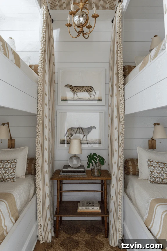 Ingenious Bunk Bed Designs for Compact Living 15 coastal grandmother cottage bunk bed curtains for a 4 person shared bedroom in a small room
