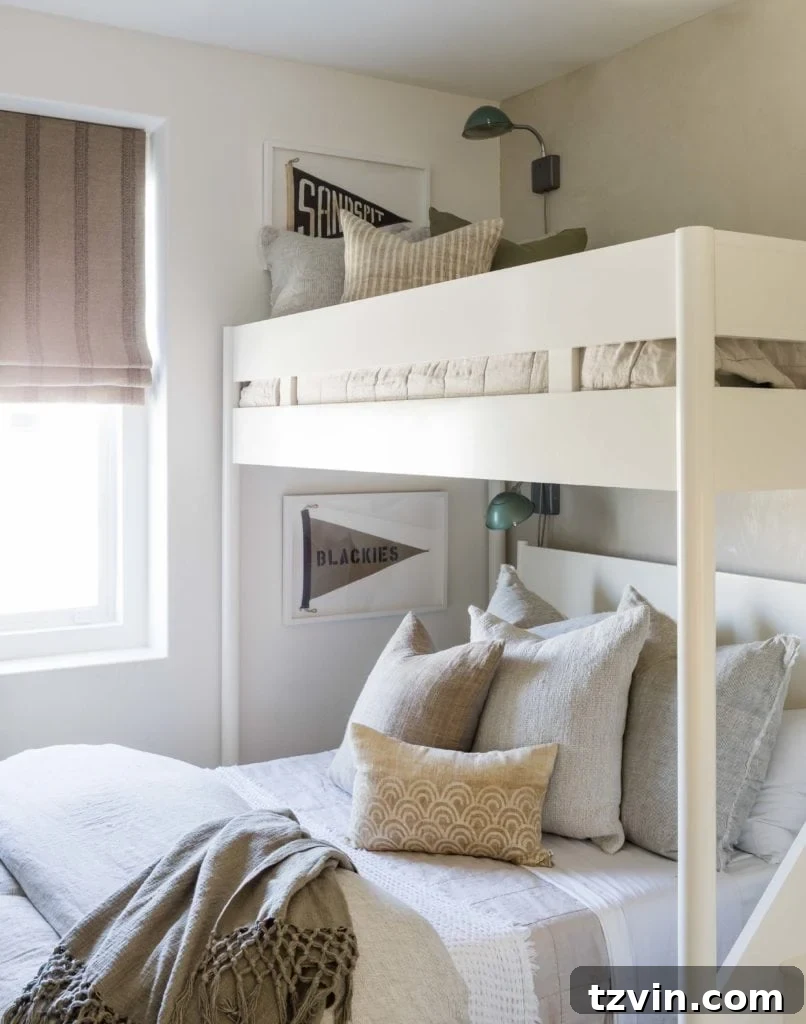 Ingenious Bunk Bed Designs for Compact Living 16 coastal clean and simple twin over full bunk bed with luxe bedding