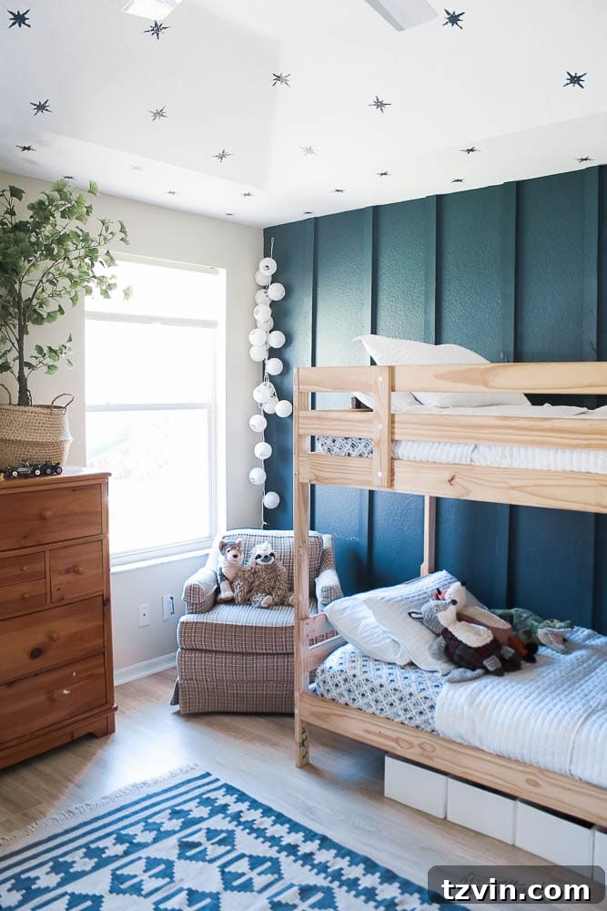 Ingenious Bunk Bed Designs for Compact Living 20 board and batten wall in a small bedroom with wallpaper ceiling