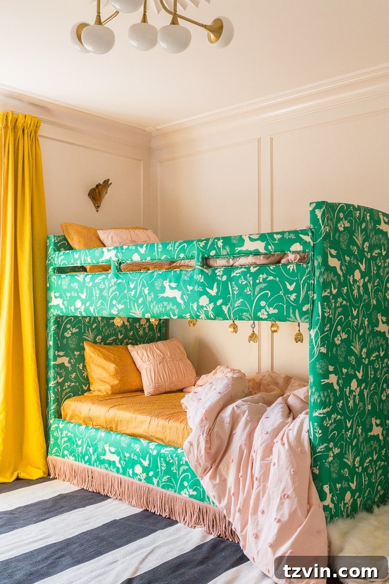 Ingenious Bunk Bed Designs for Compact Living 21 DIY upholstered bunk bed idea with blush pink walls and yellow curtains