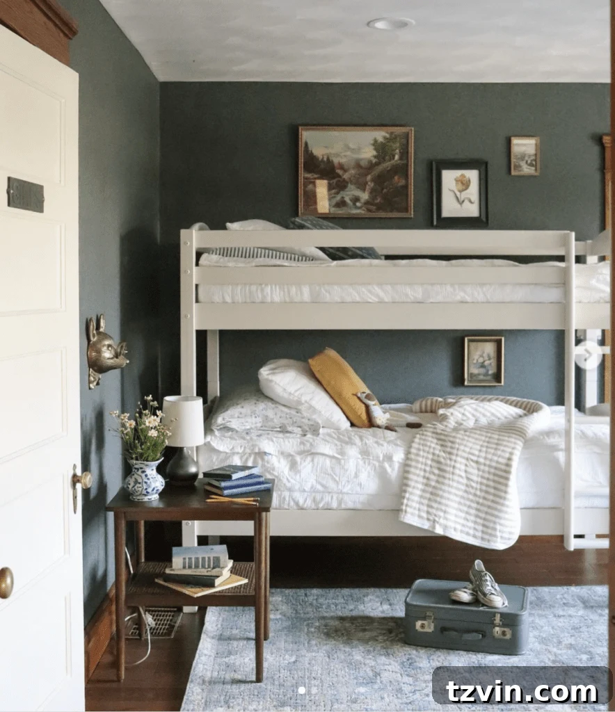 Ingenious Bunk Bed Designs for Compact Living 7 gender neutral cottage bunk bed small room with antique accessories and vintage art