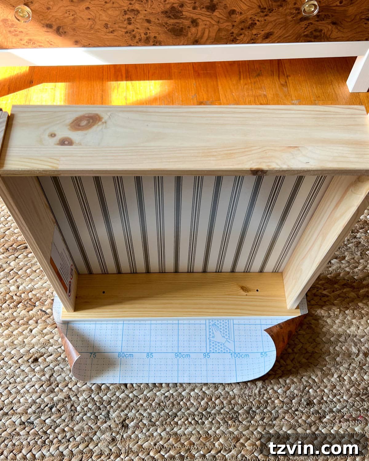 contact paper positioning for a dresser drawer front