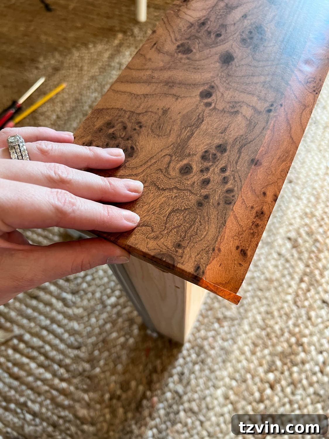 making a flap with contact paper for a dresser drawer