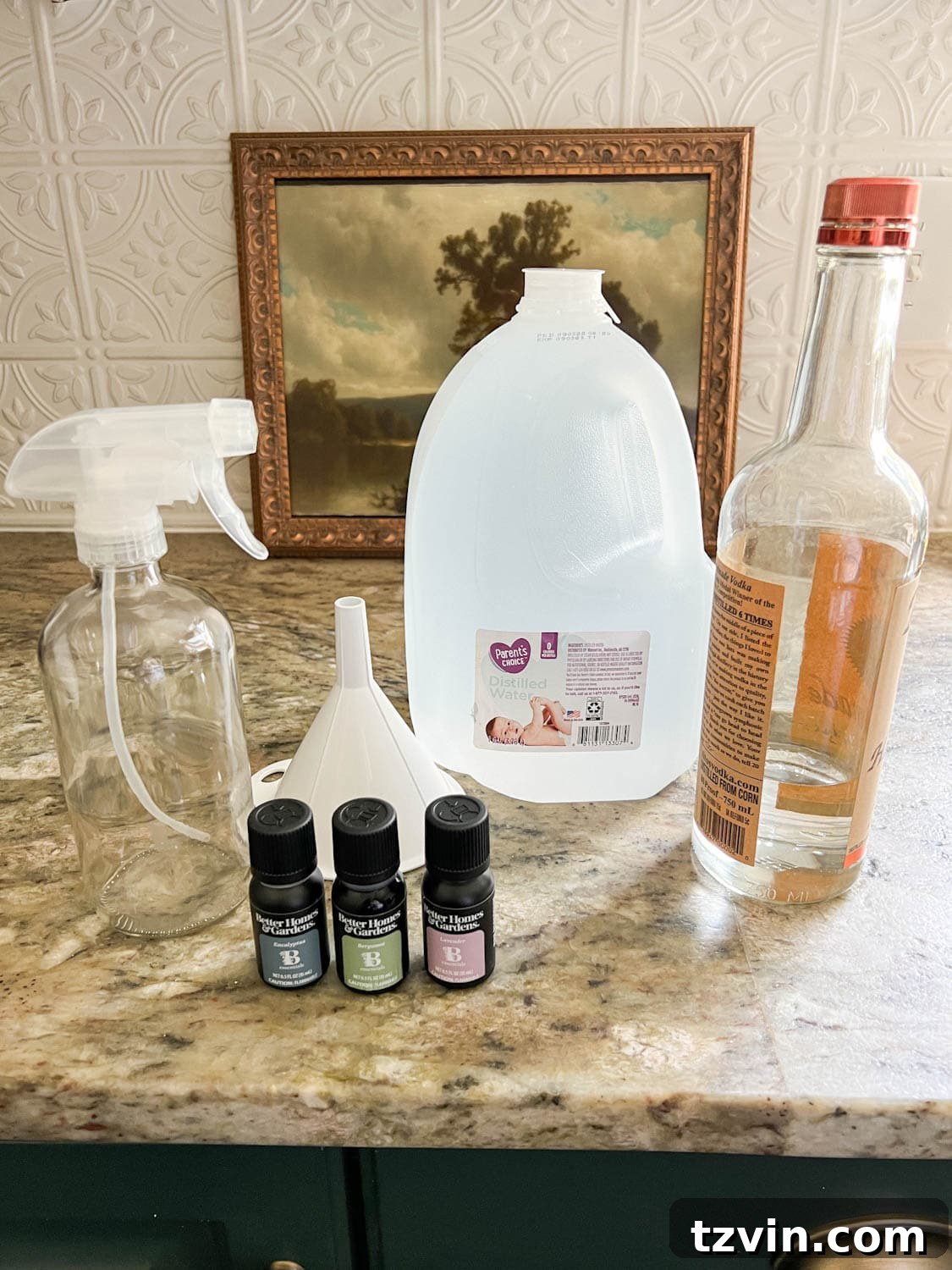 natural ingredients to make DIY linen spray with essential oils