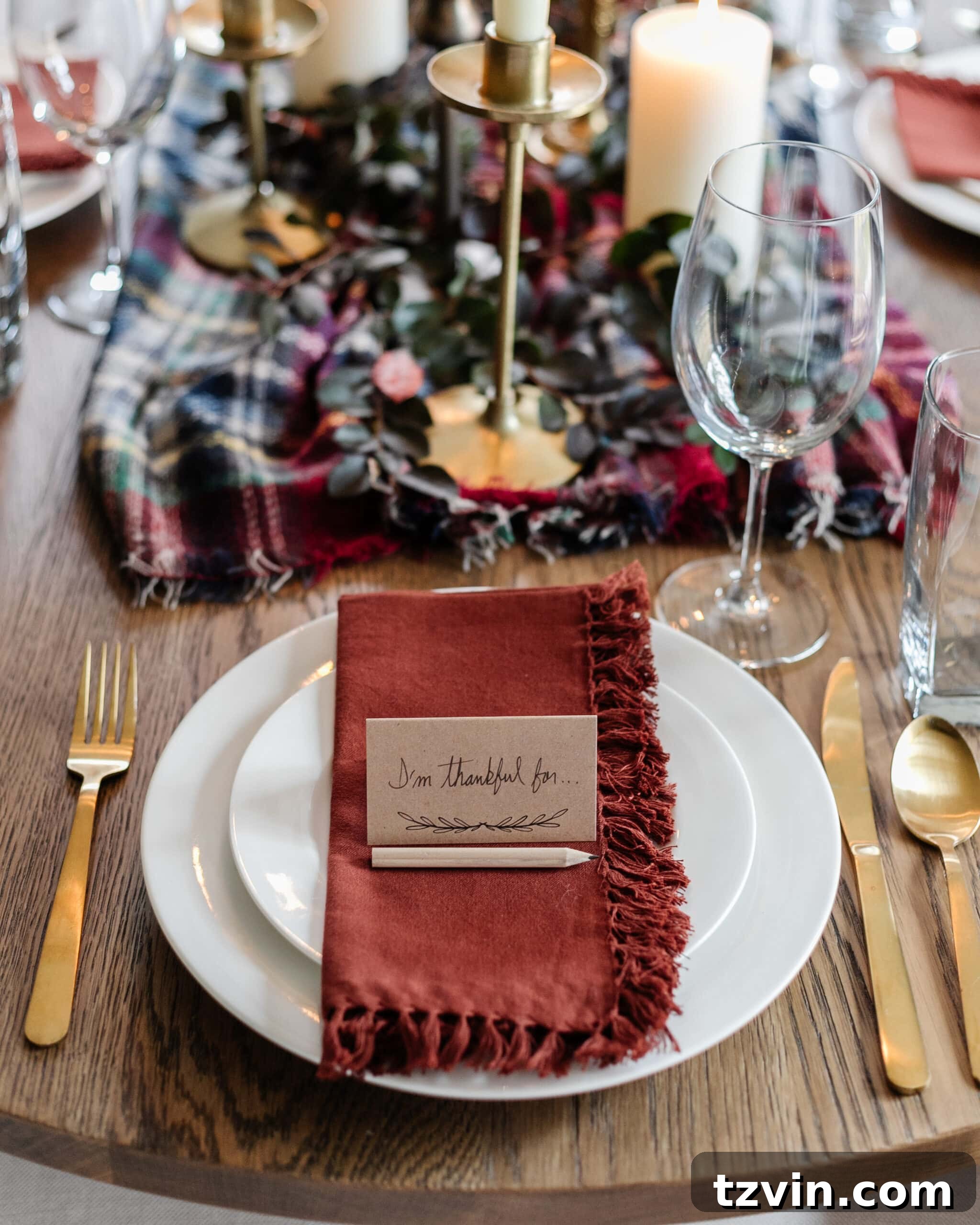 DIY Thanksgiving place cards with pencil for writing things people are thankful for