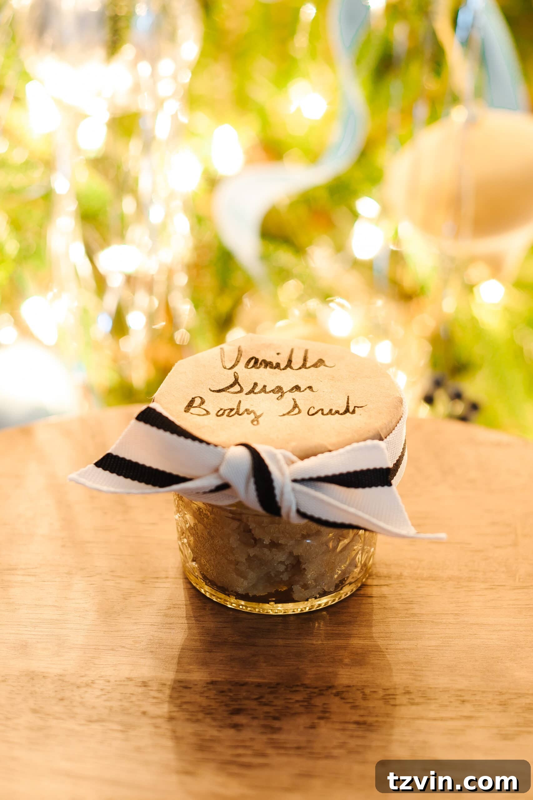 vanilla sugar body scrub in a jar