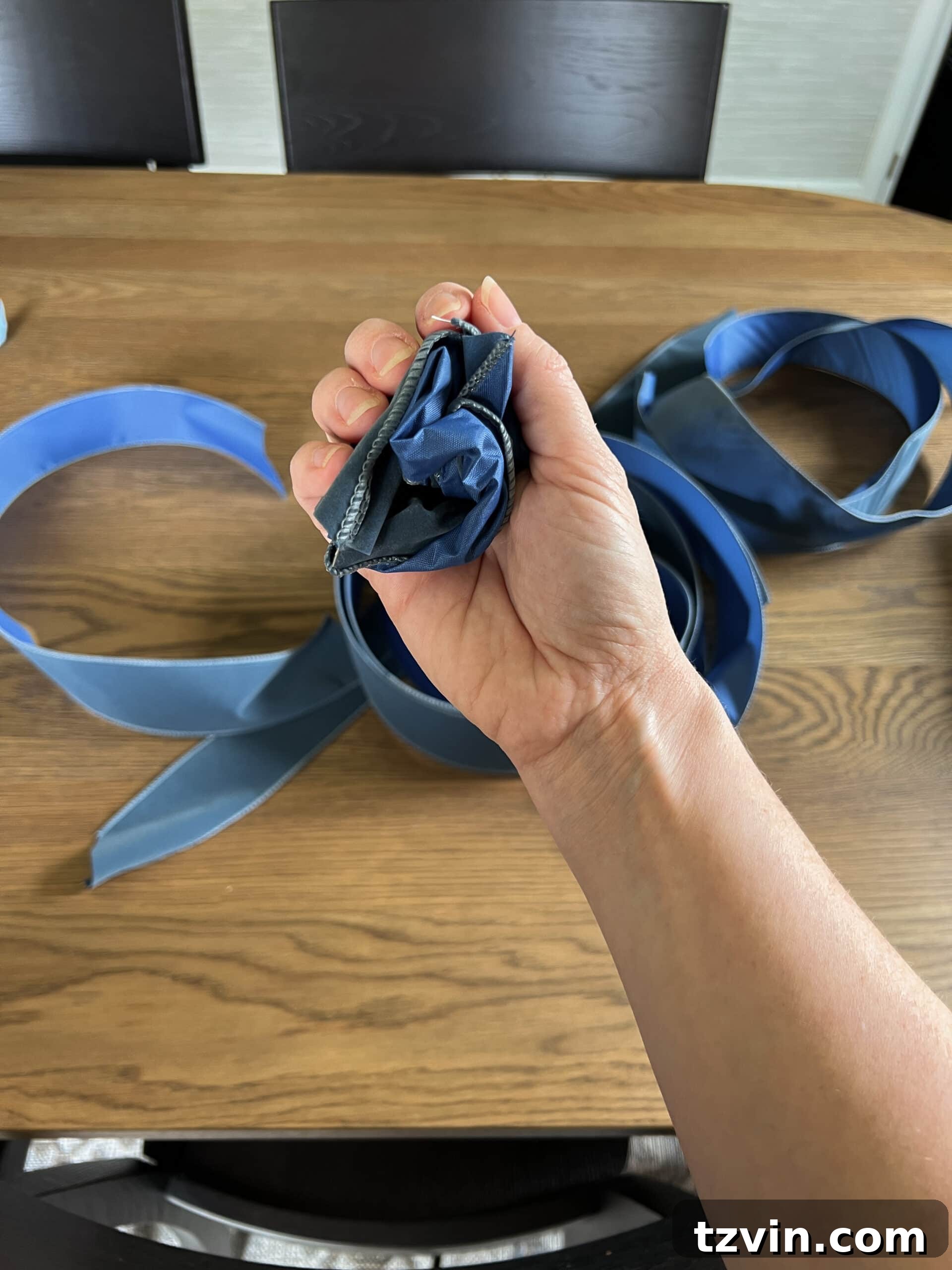 crumping velvet ribbon to look vintage