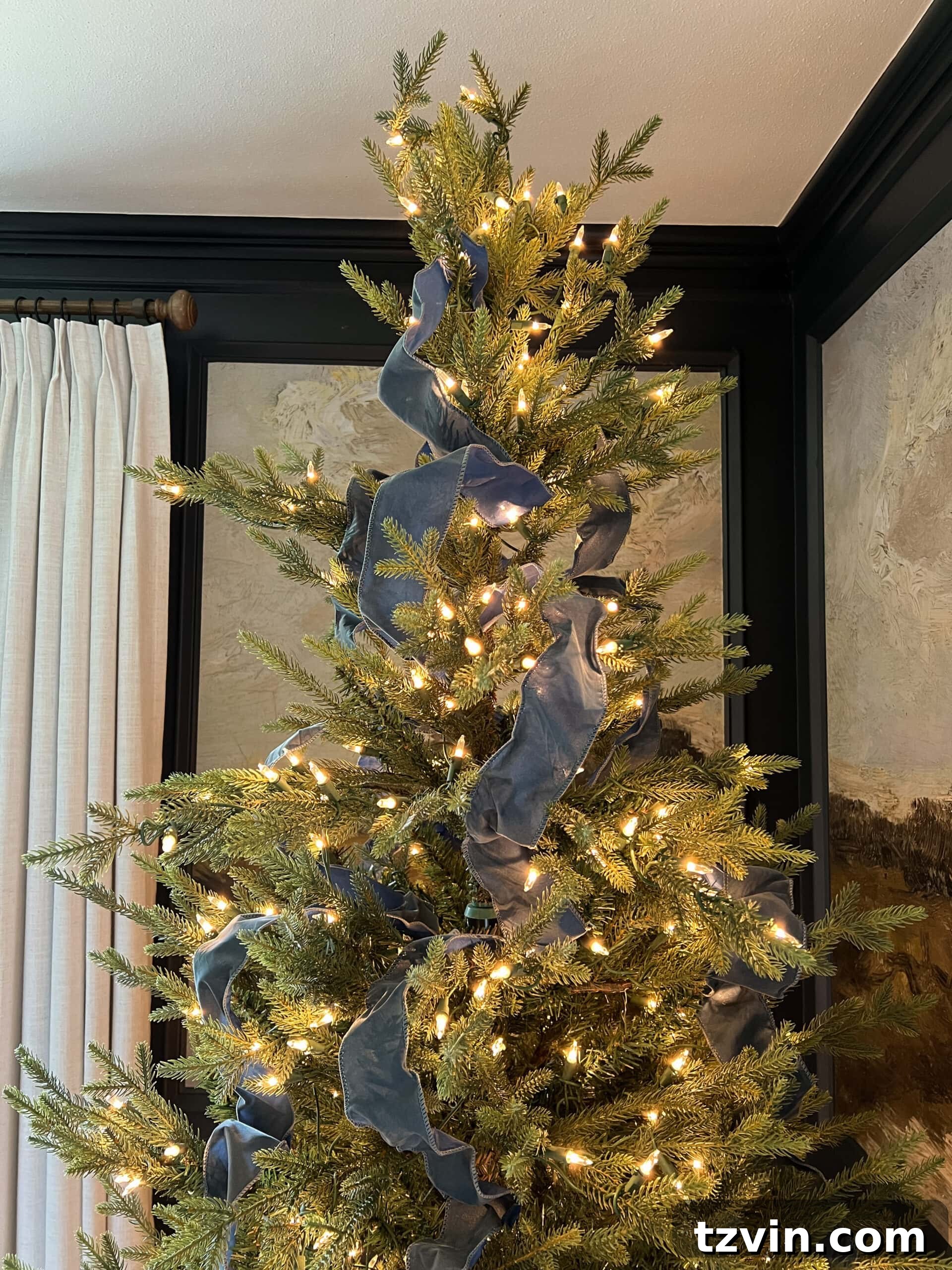 vintage tree ribbon in antique blue