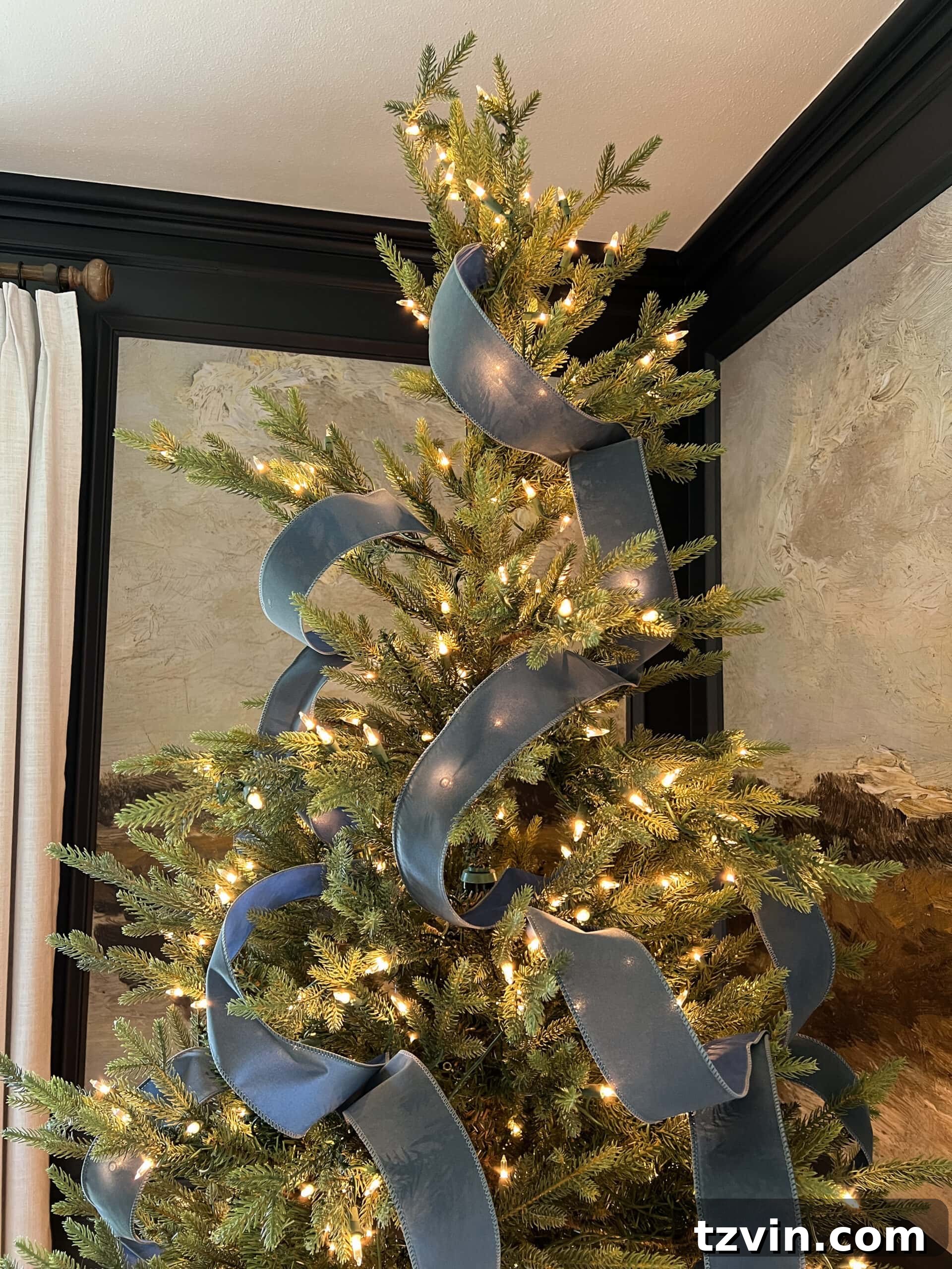 how to do the waterfall ribbon christmas tree method