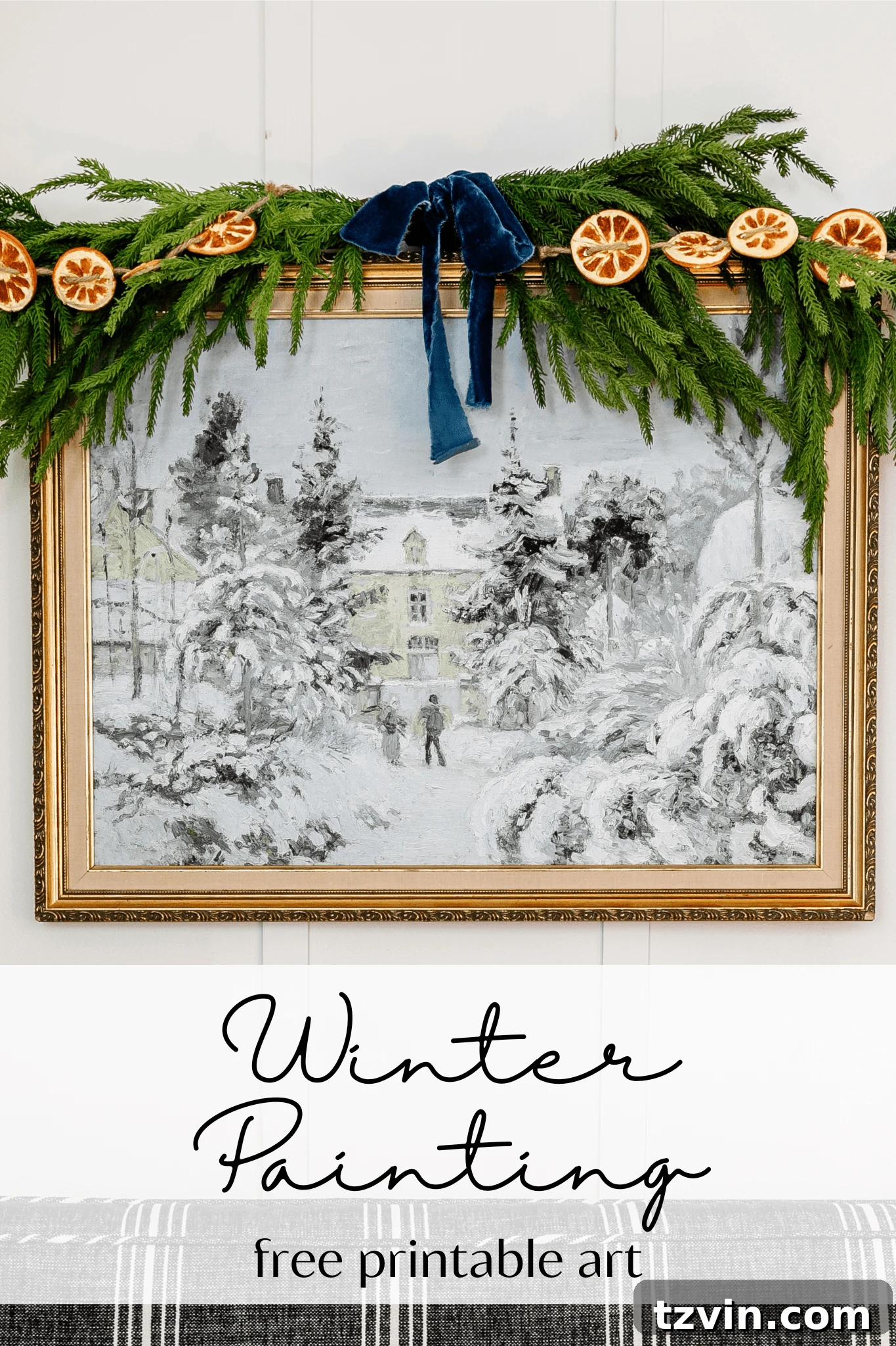 Instant Winter Art: Free Printable Decor 2 Stunning free winter art printable in a classic gold frame, perfect for holiday and seasonal decor