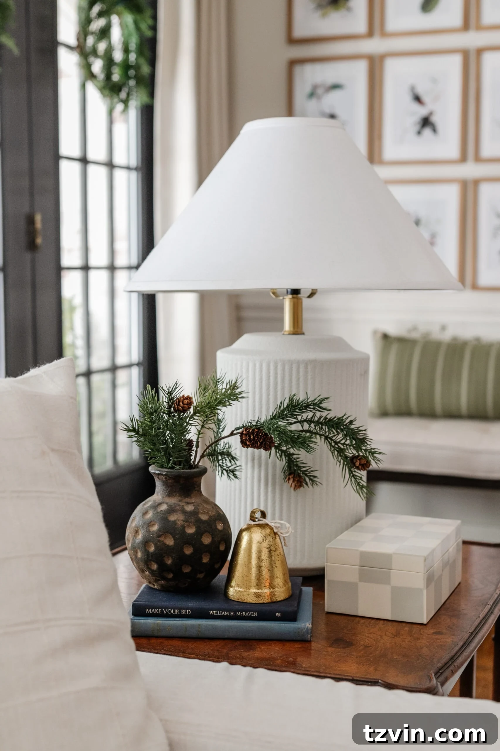 Snuggle-Worthy: 13 Christmas Living Room Decor Inspirations 11 Christmas end table decor