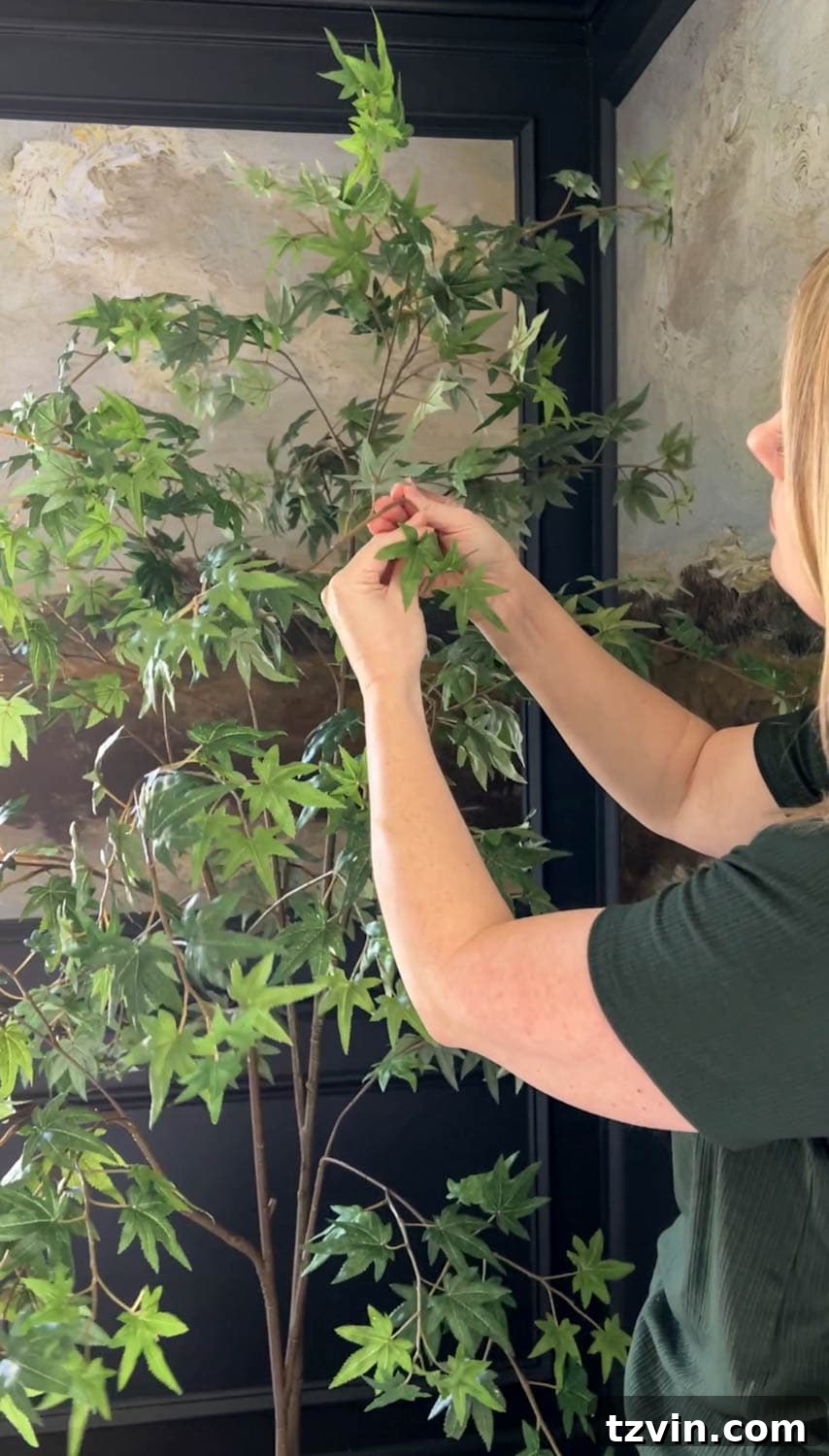 Beyond Plastic: Making Your Artificial Indoor Trees Look Naturally Real 7 separating tree stems to add fullness