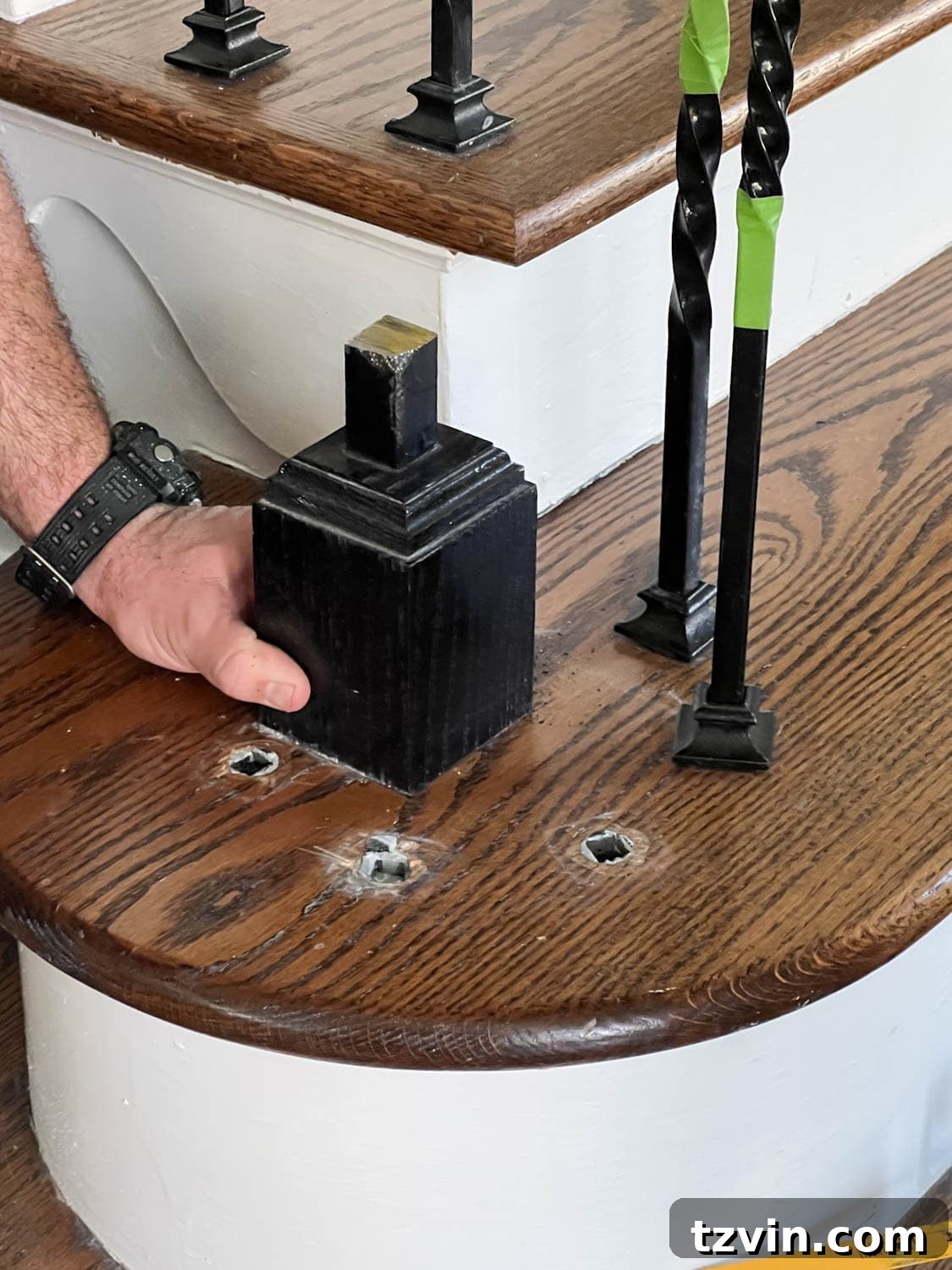 Revamp Your Stairs: DIY Spindle Replacement 16 removing newel post from a stair railing