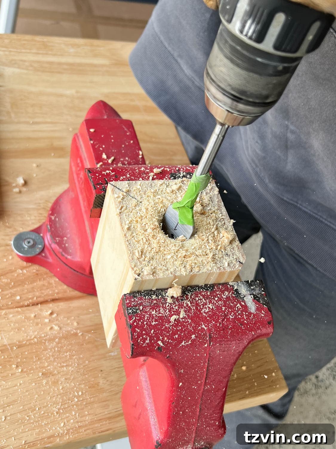 Revamp Your Stairs: DIY Spindle Replacement 20 drilling a new newel post mount from a wood block