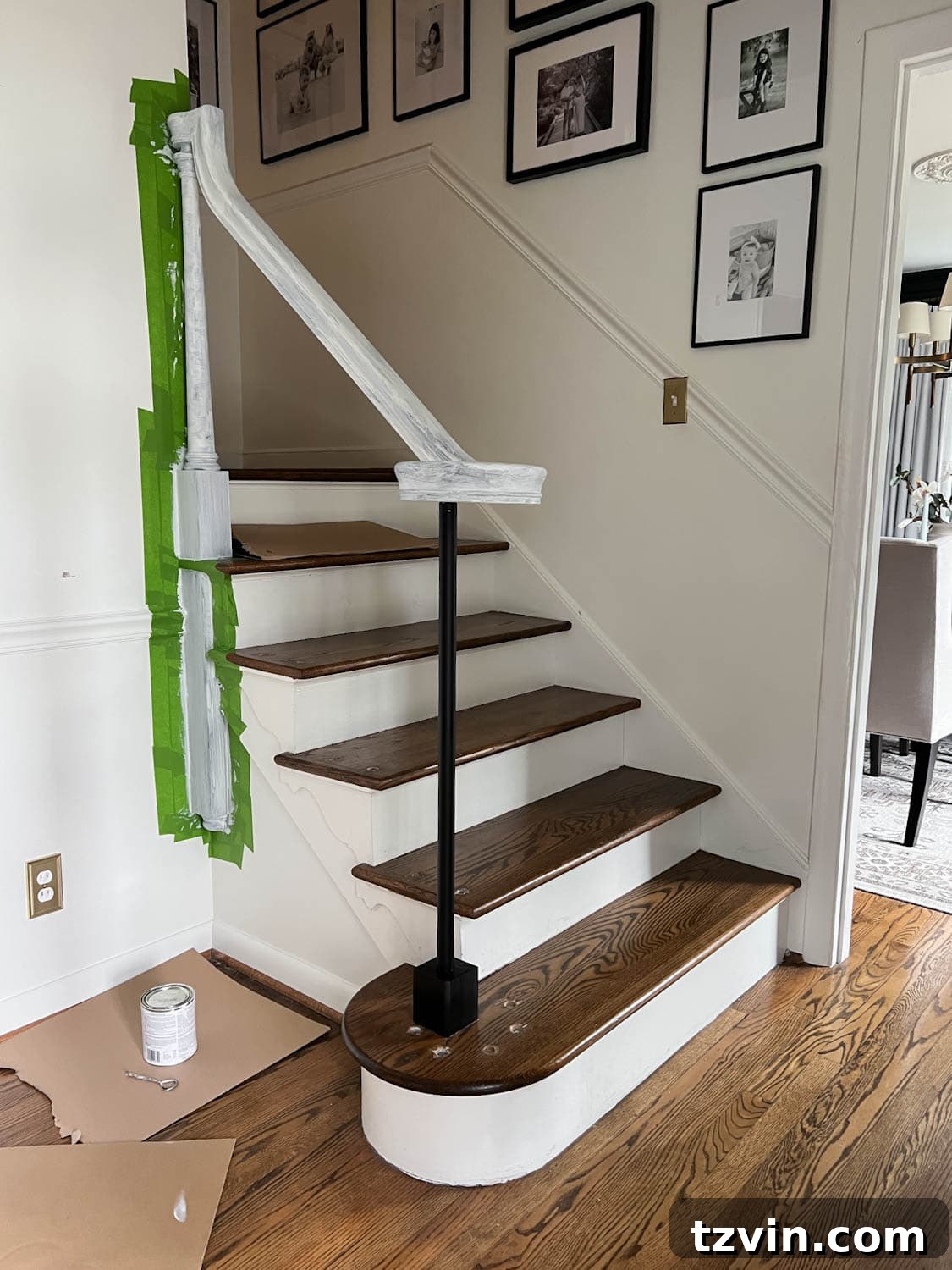 Revamp Your Stairs: DIY Spindle Replacement 22 priming a stair railing with bonding primer