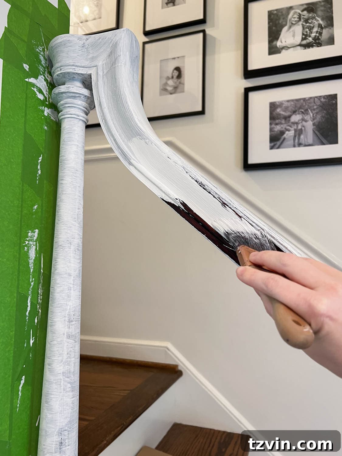 Revamp Your Stairs: DIY Spindle Replacement 23 priming a stair railing with bonding primer