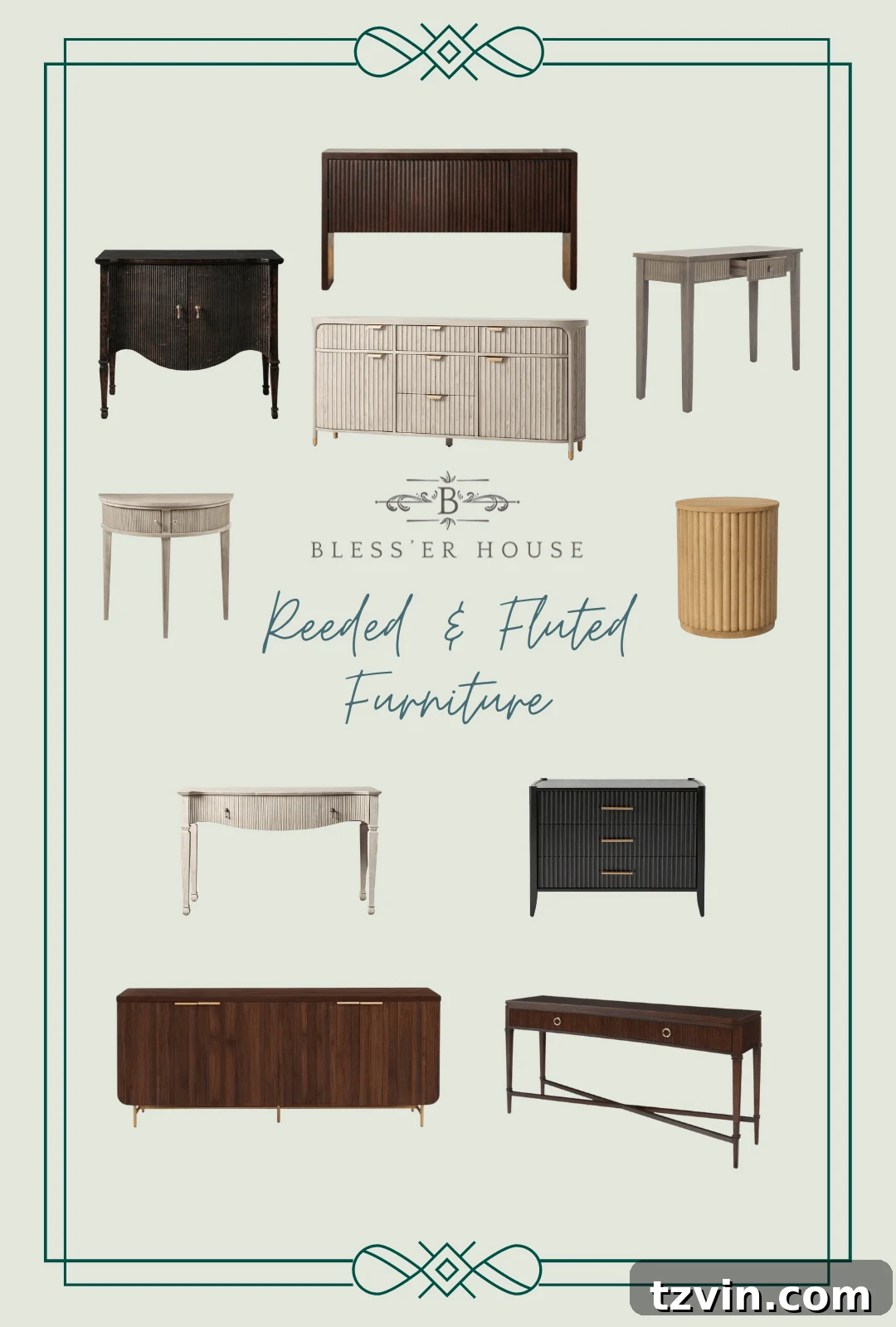 Reeded Elegance: A Shoe Storage Bench Makeover 19 A curated collage of various reeded and fluted furniture pieces for different budgets, showcasing diverse styles and applications