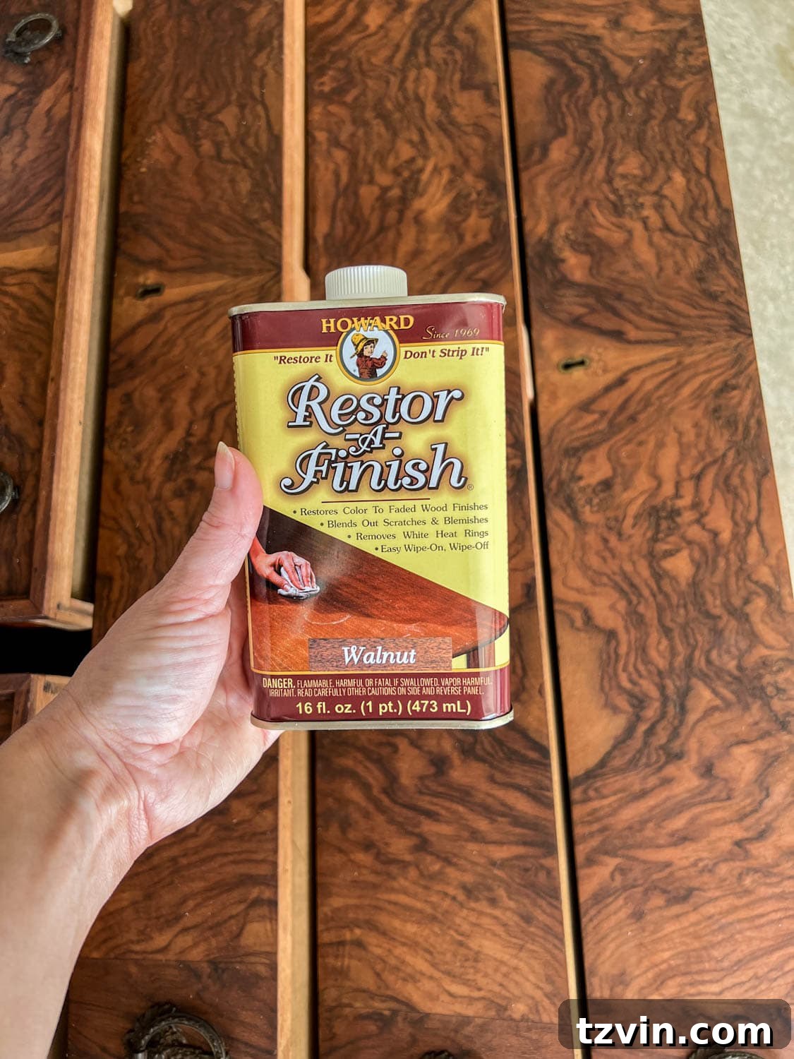 Discover Affordable Burl Wood Furniture Including Refinished Dressers 4 using restor-a-finish on burl wood furniture to remove scratches and restore faded color