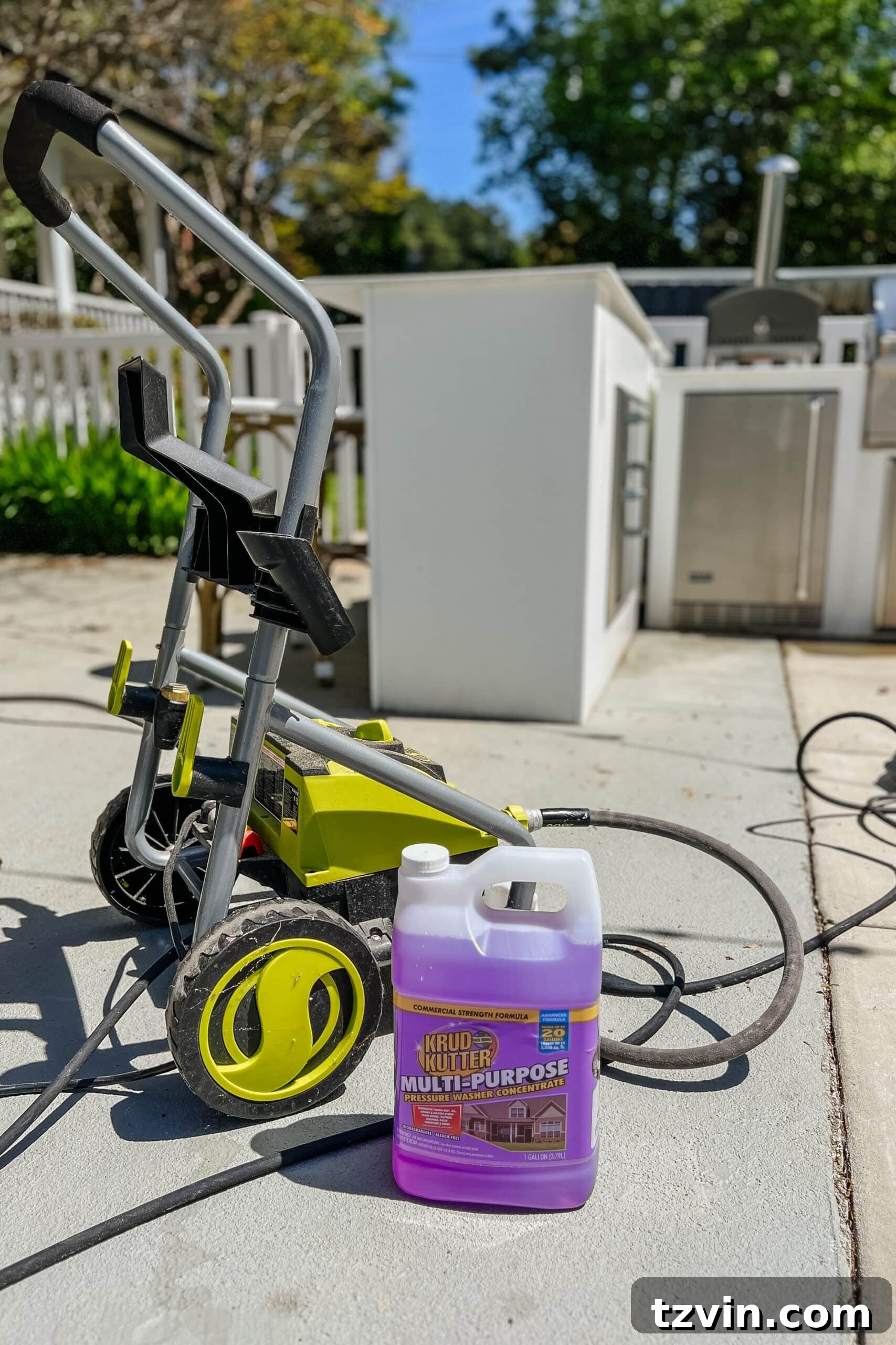 Spring Patio Refresh 10 using a pressure washer and krud kutter cleaner for spring cleaning a patio