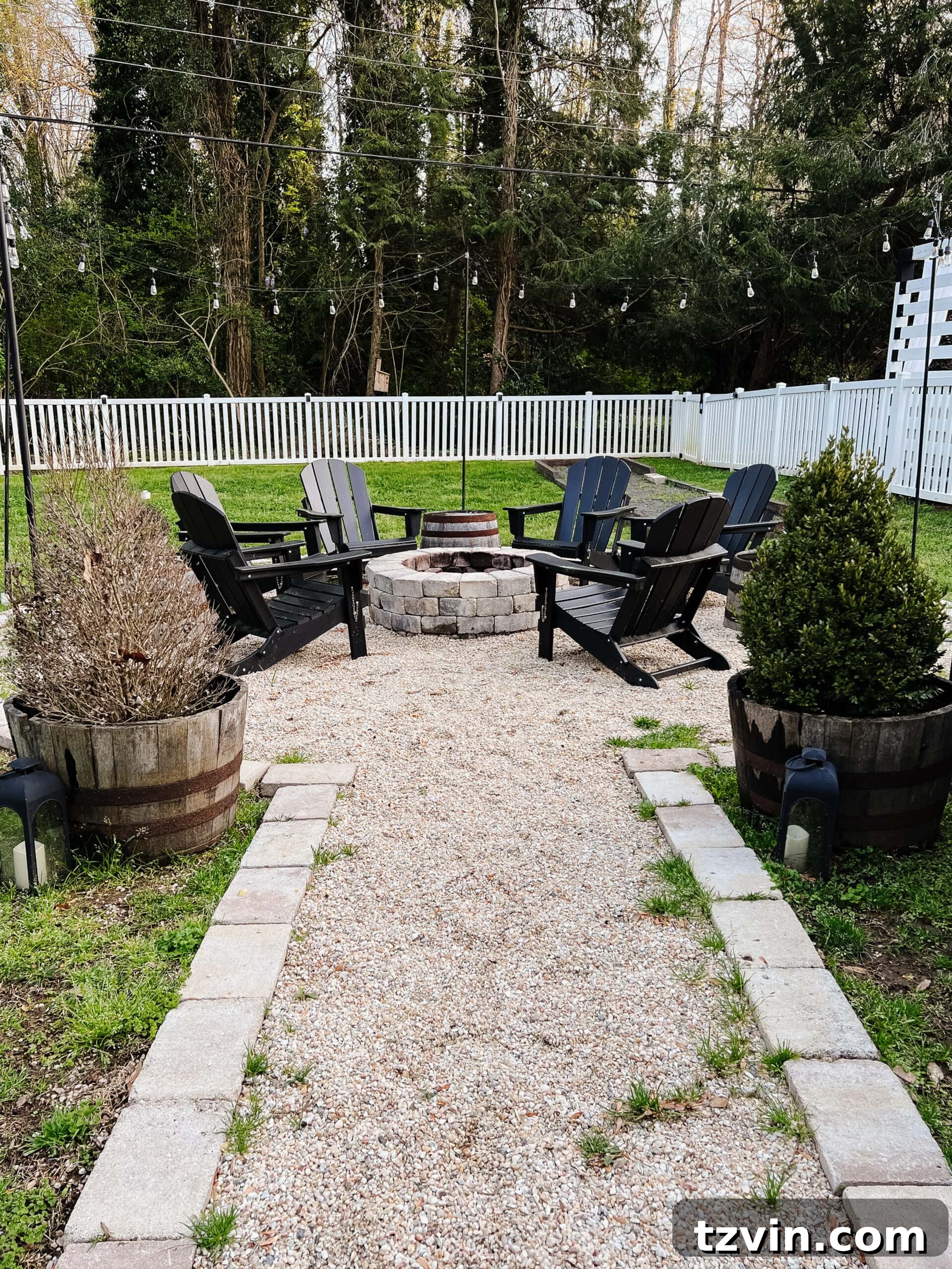 Spring Patio Refresh 4 fire pit before spring cleaning with weeds and dead plants