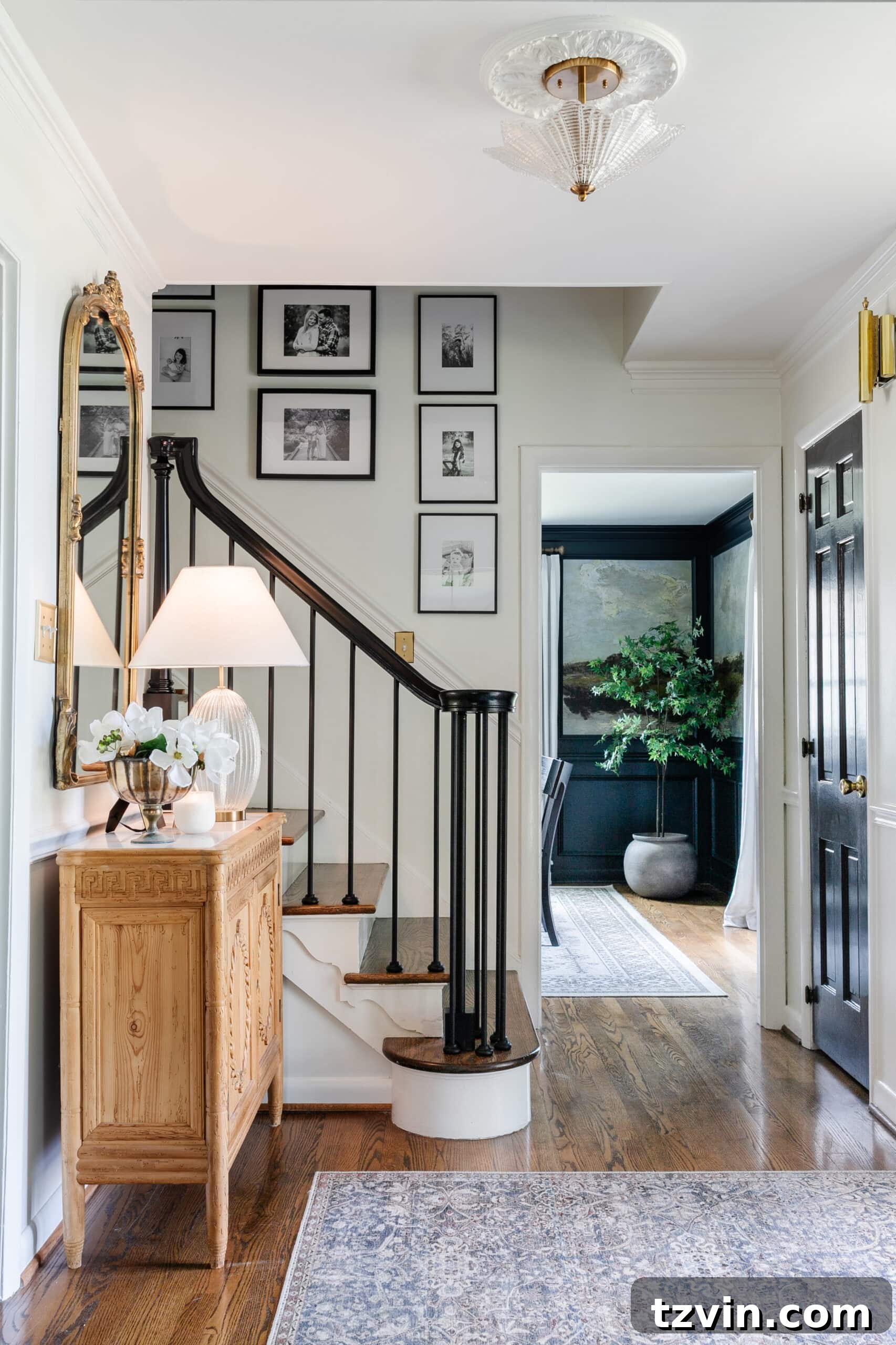 entryway foyer with loloi rug in doorway