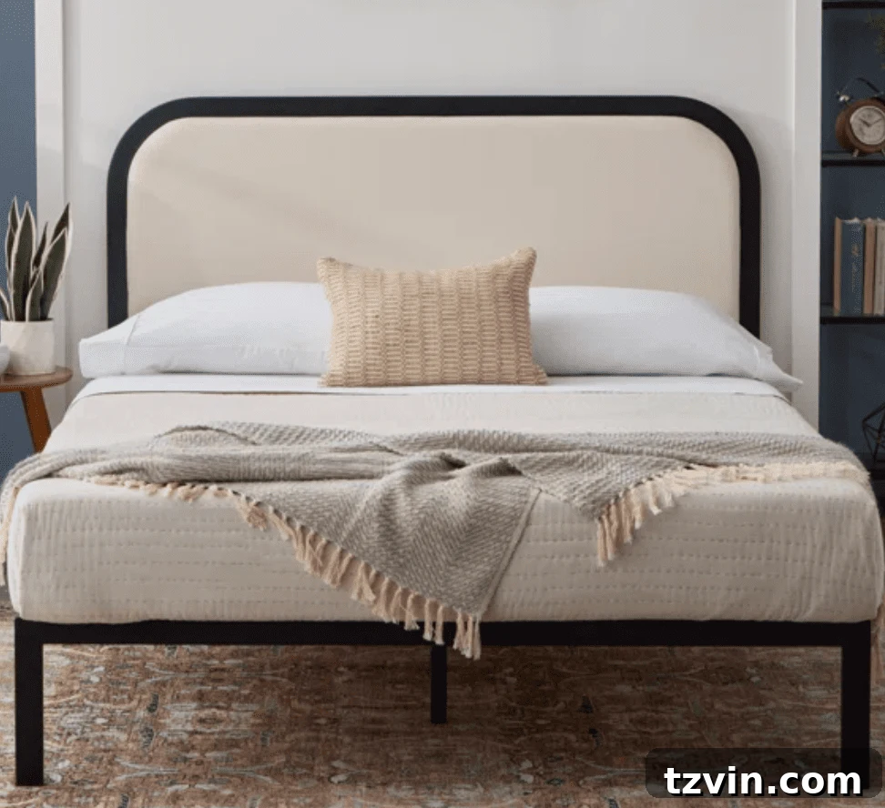 rounded upholstered bed