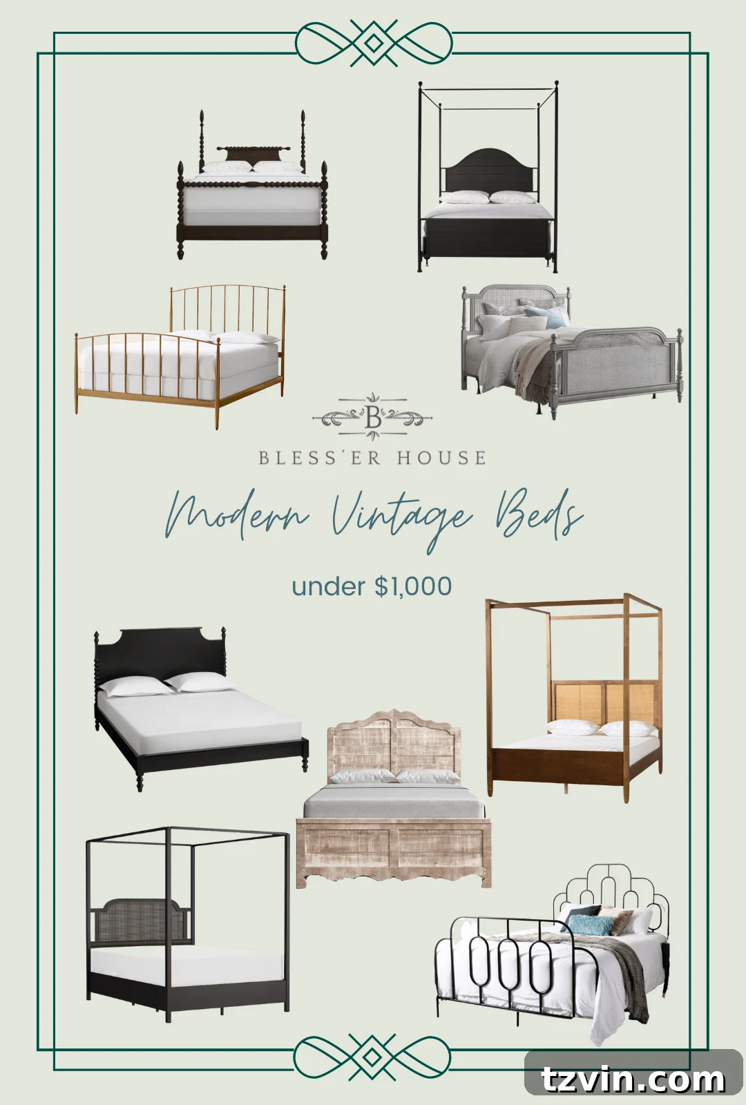 modern vintage beds under $1,000
