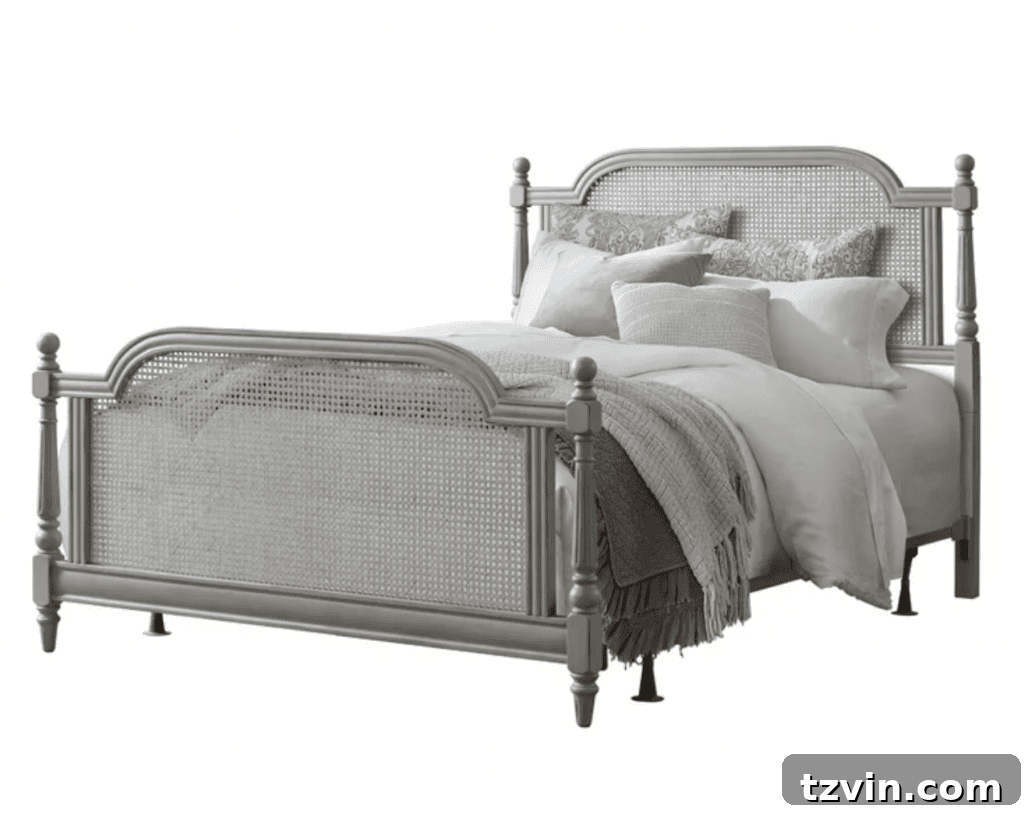 gray french cane bed