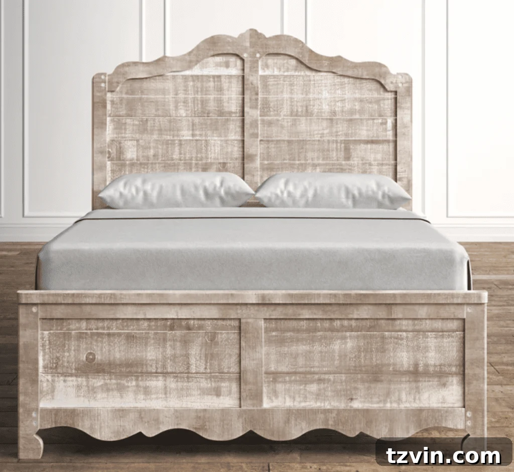 rustic scalloped wood bed