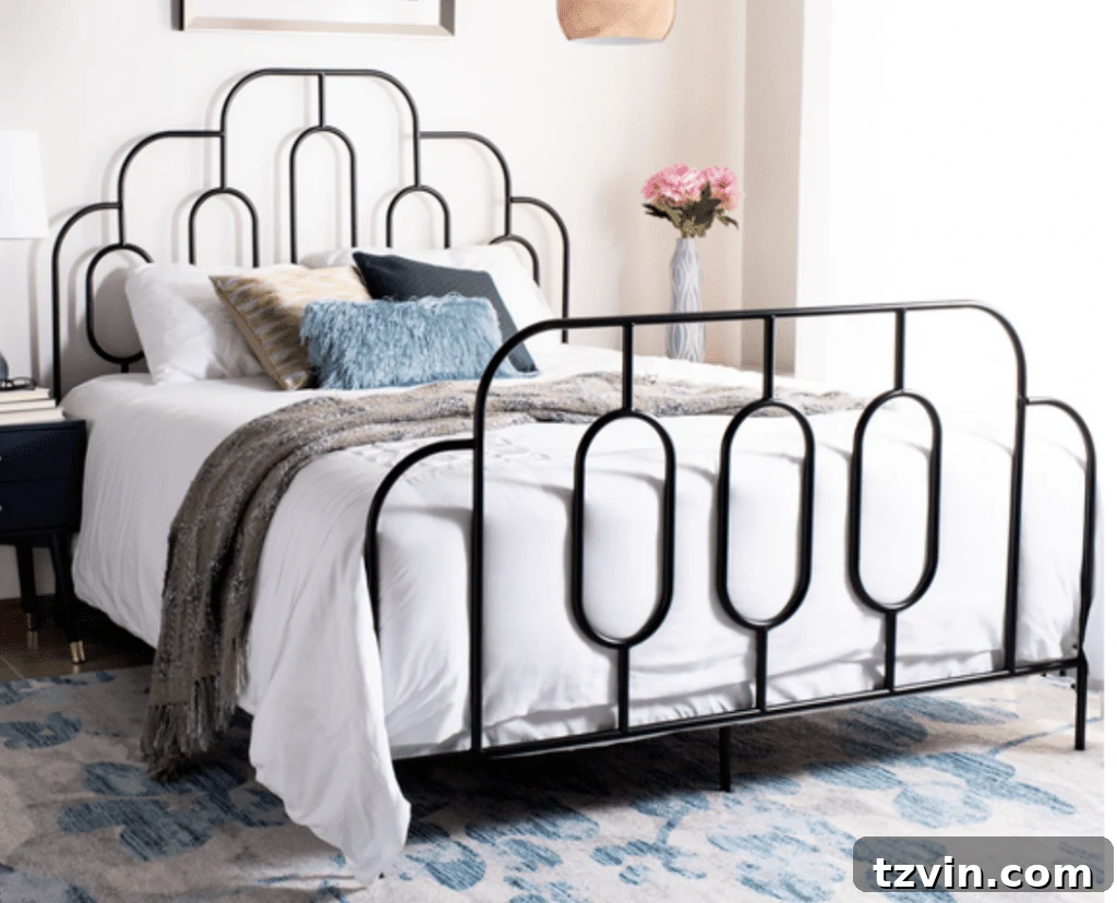 black retro curved bed