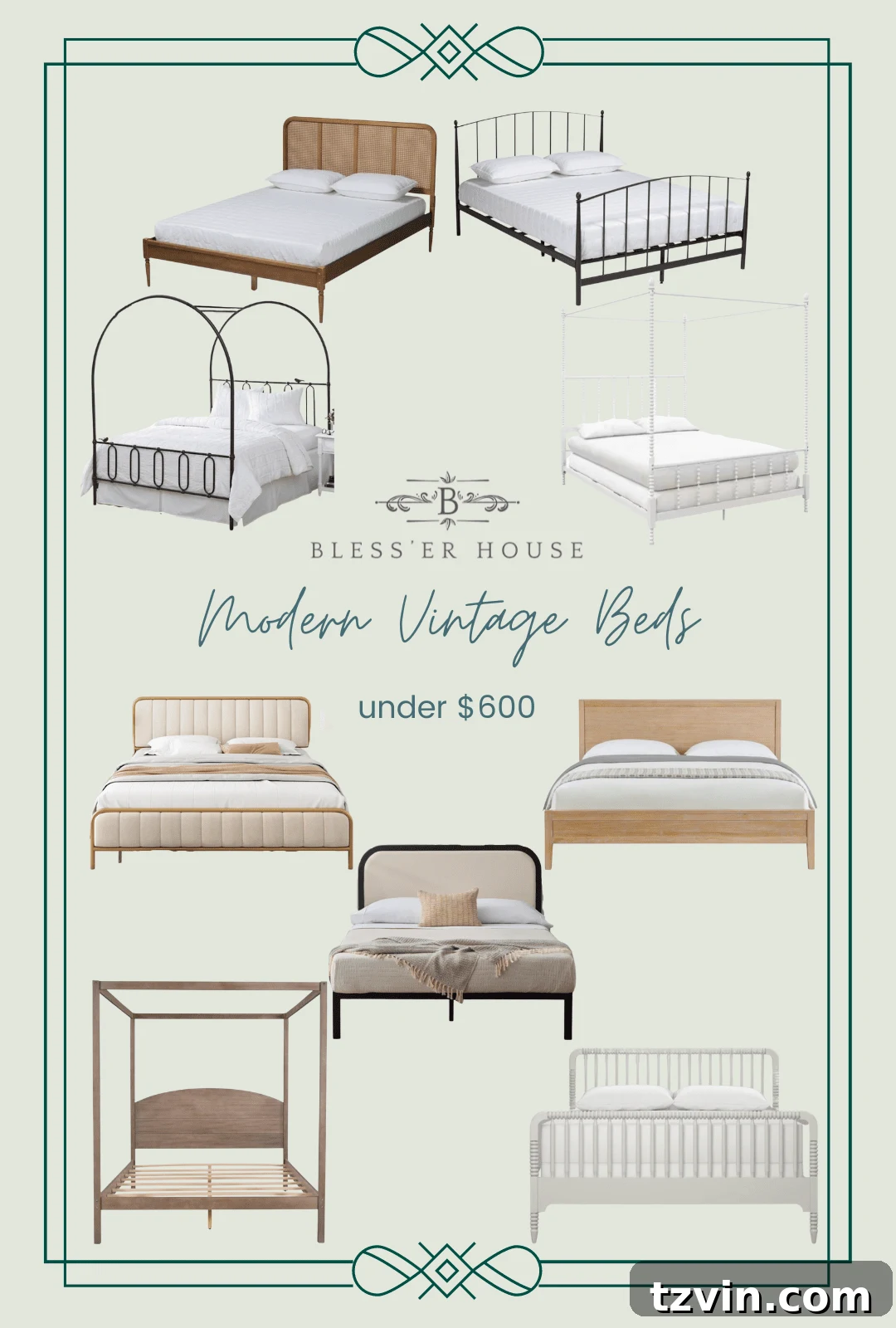 modern vintage beds under $600