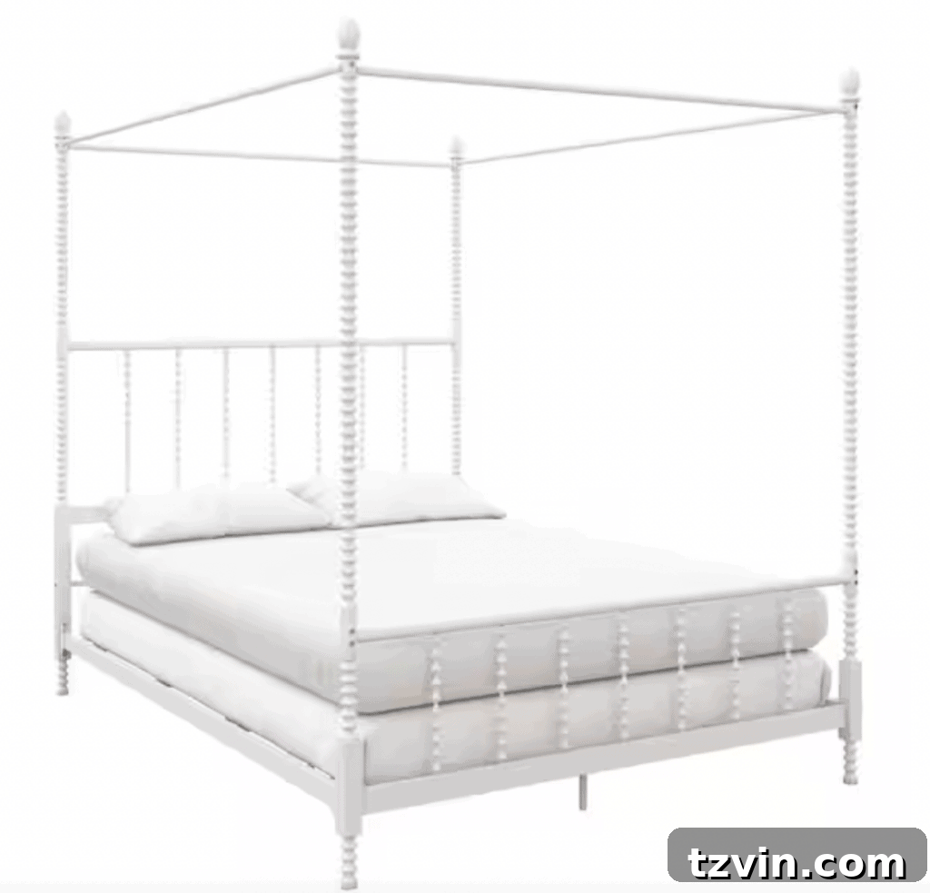 metal spindle canopy bed
